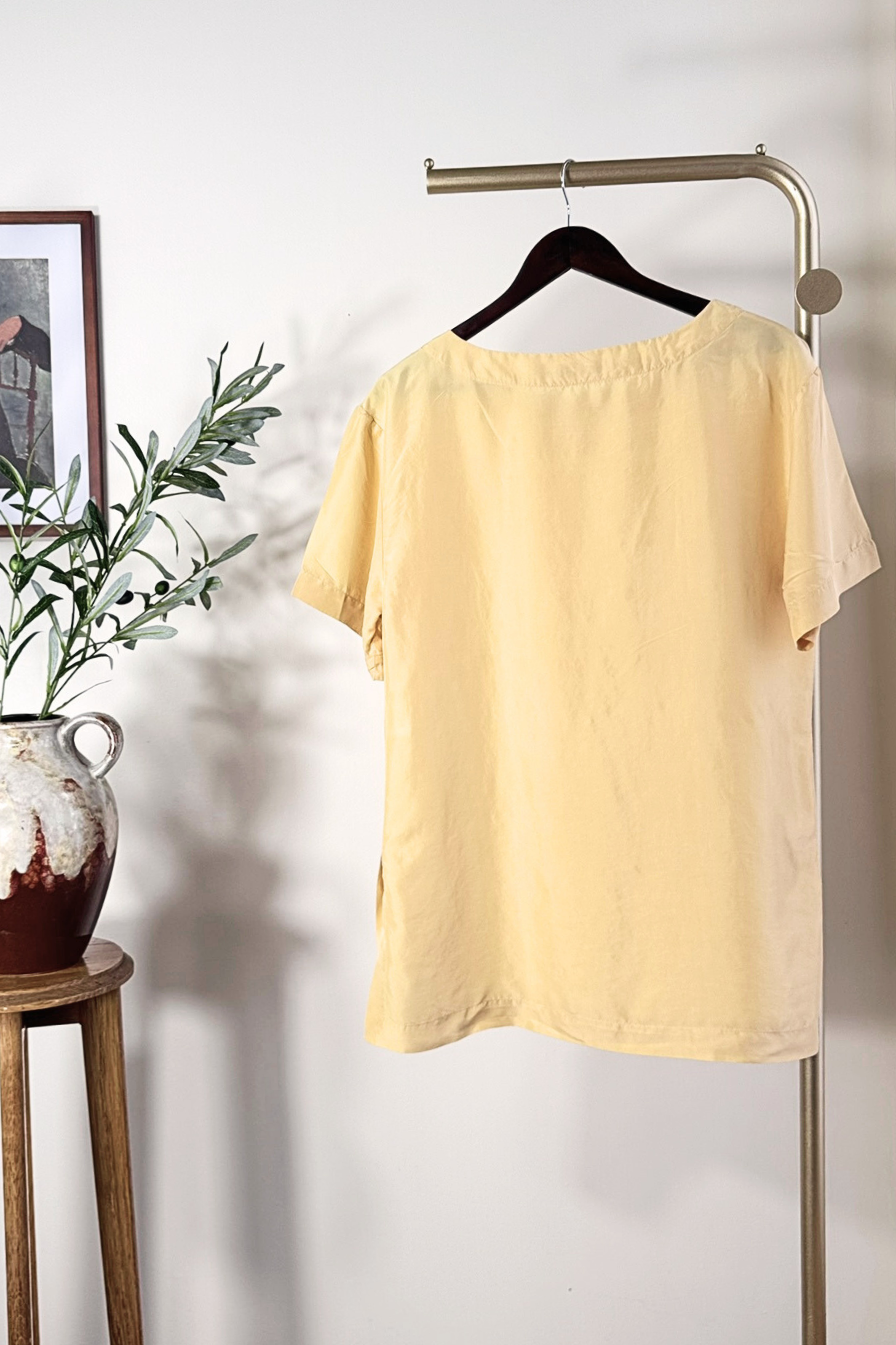 Blouse en soie fluide jaune