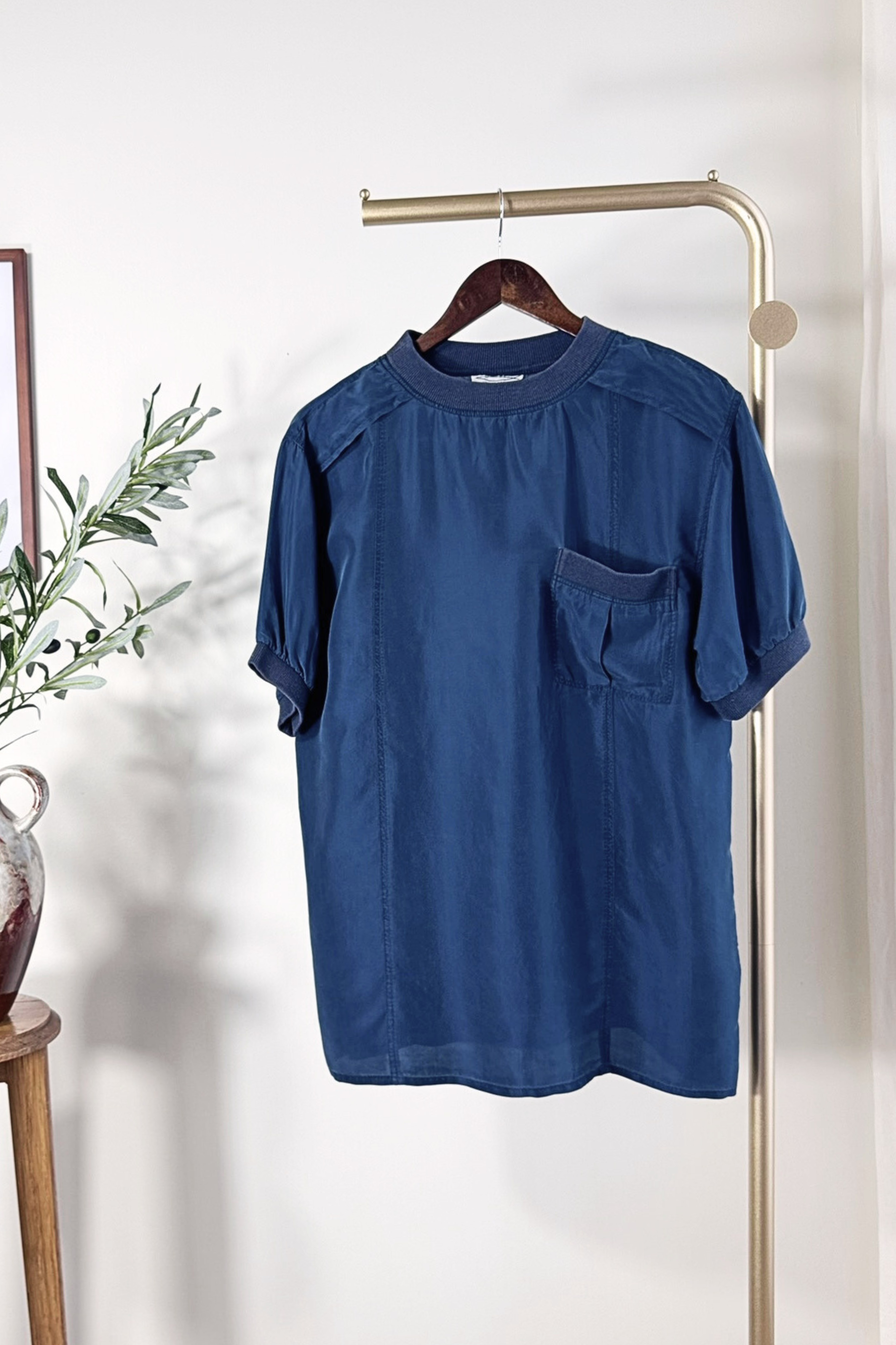 Blue silk blouse