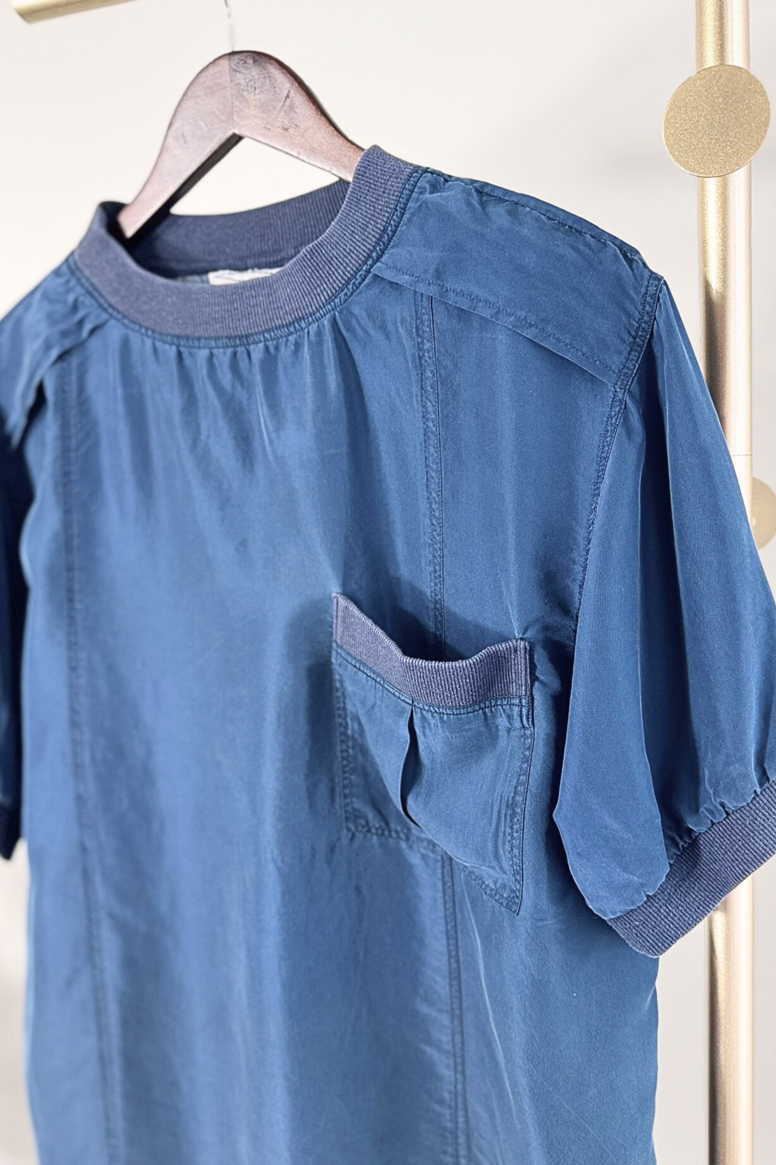 Blue silk blouse