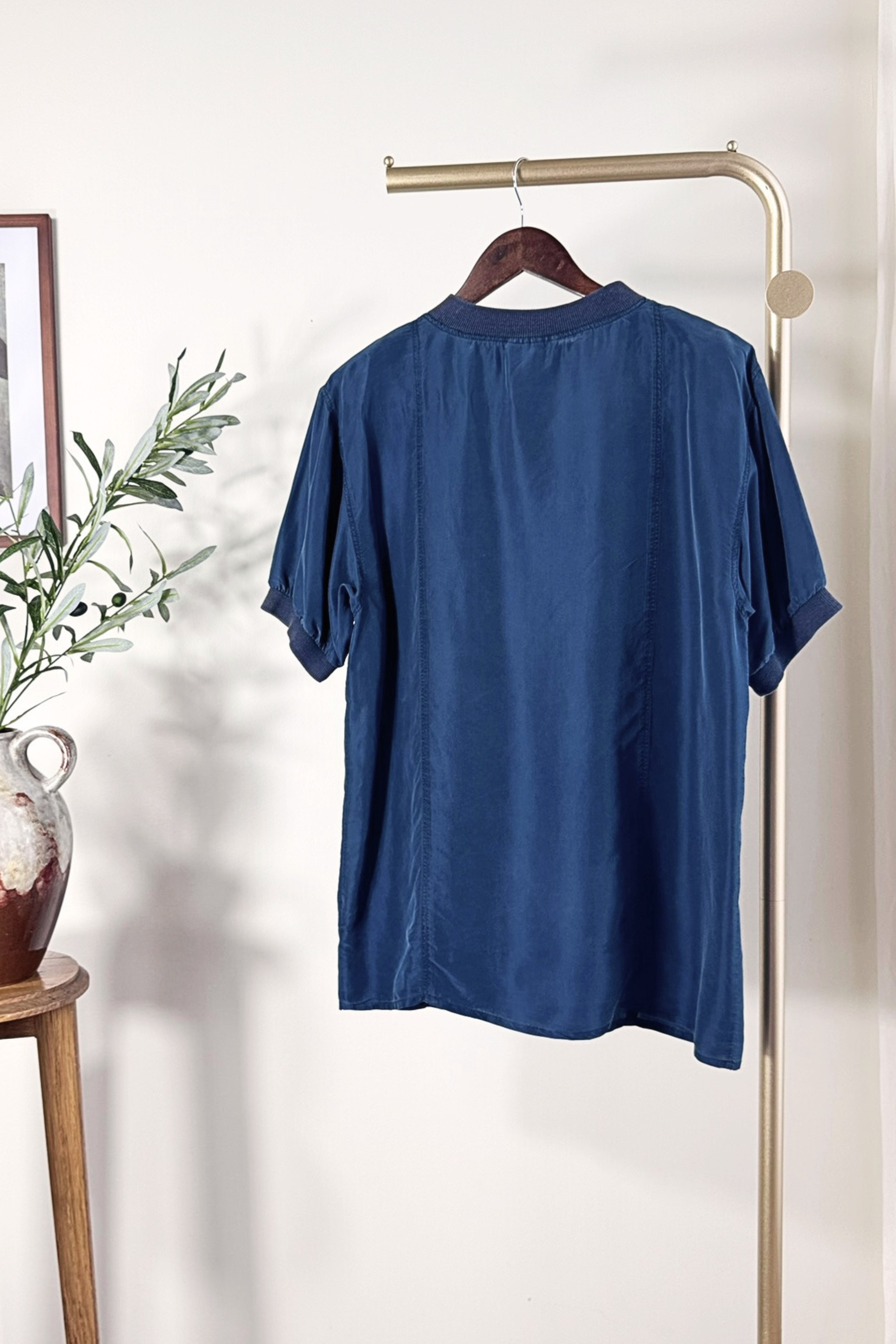 Blue silk blouse
