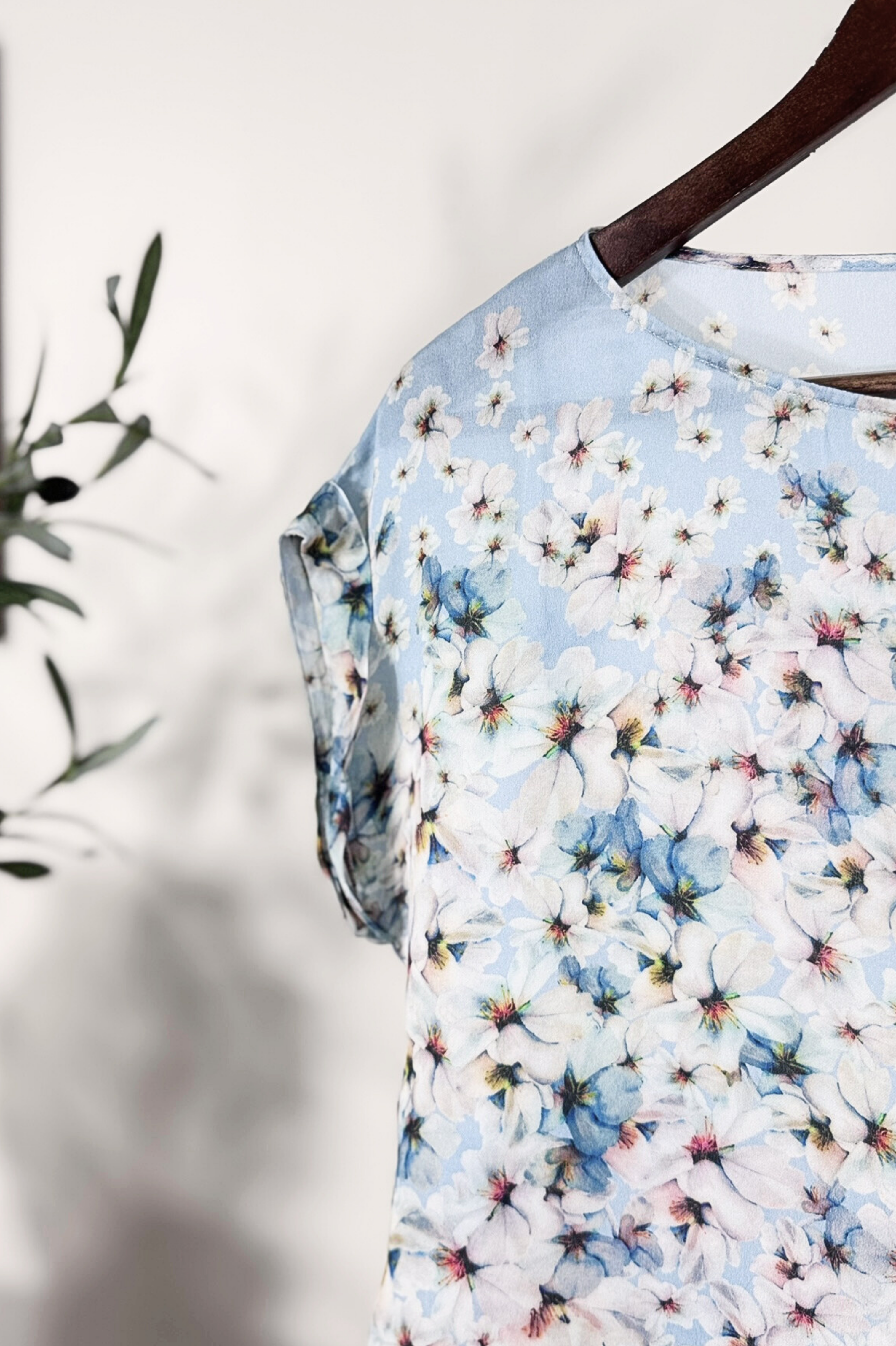 Blue silk blouse
