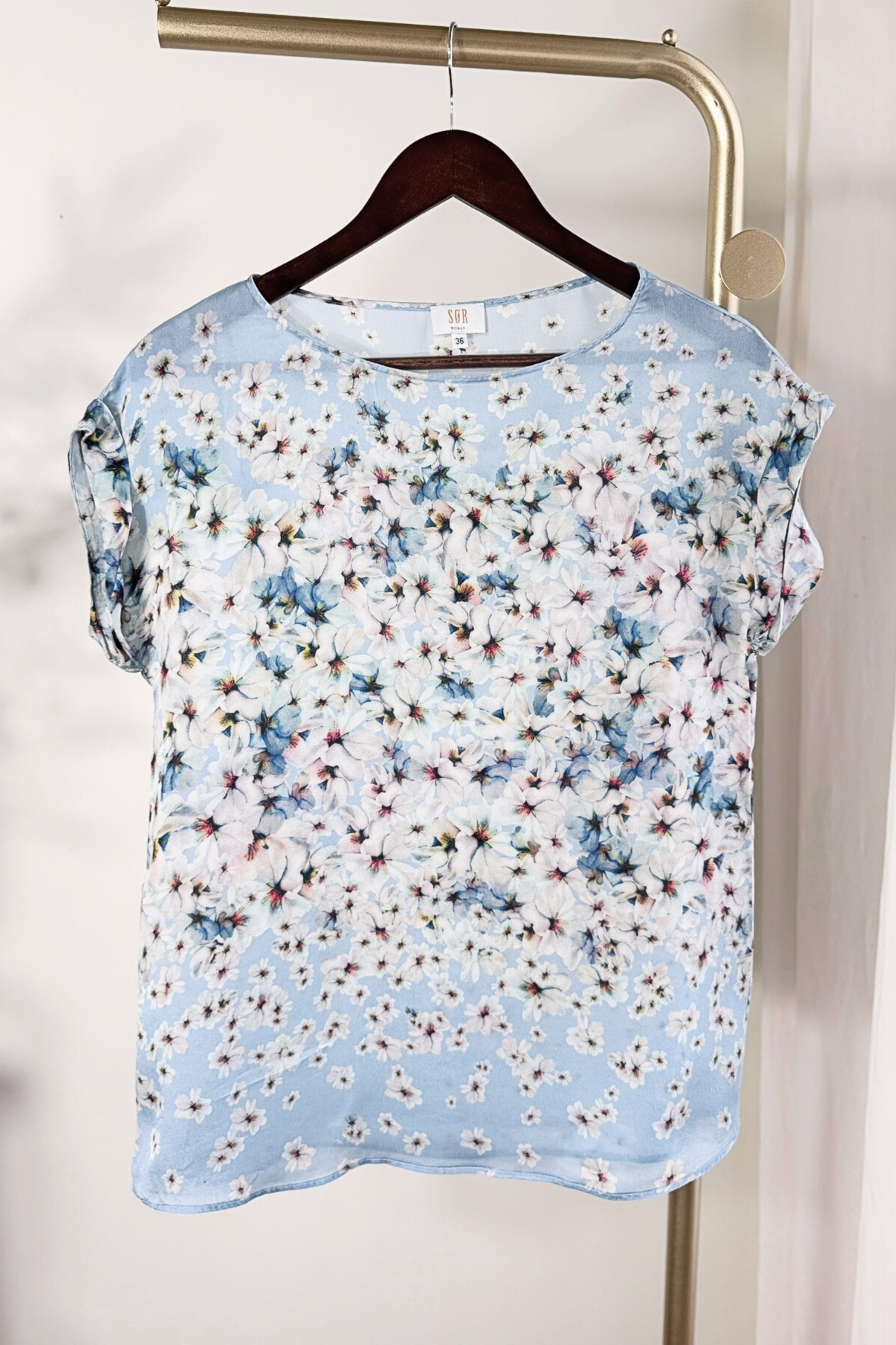 Blue silk blouse