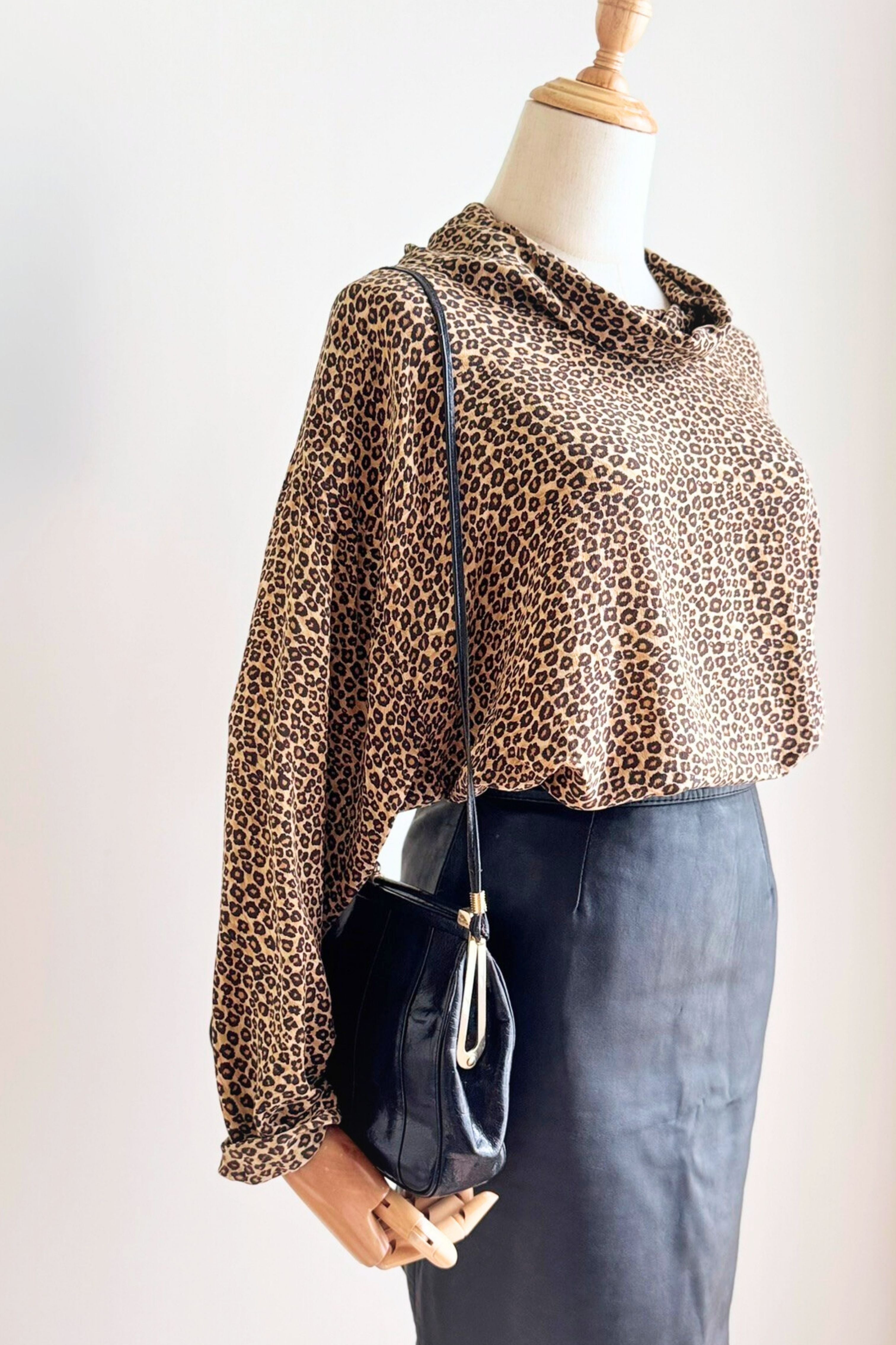 Brown ruffled silk blouse