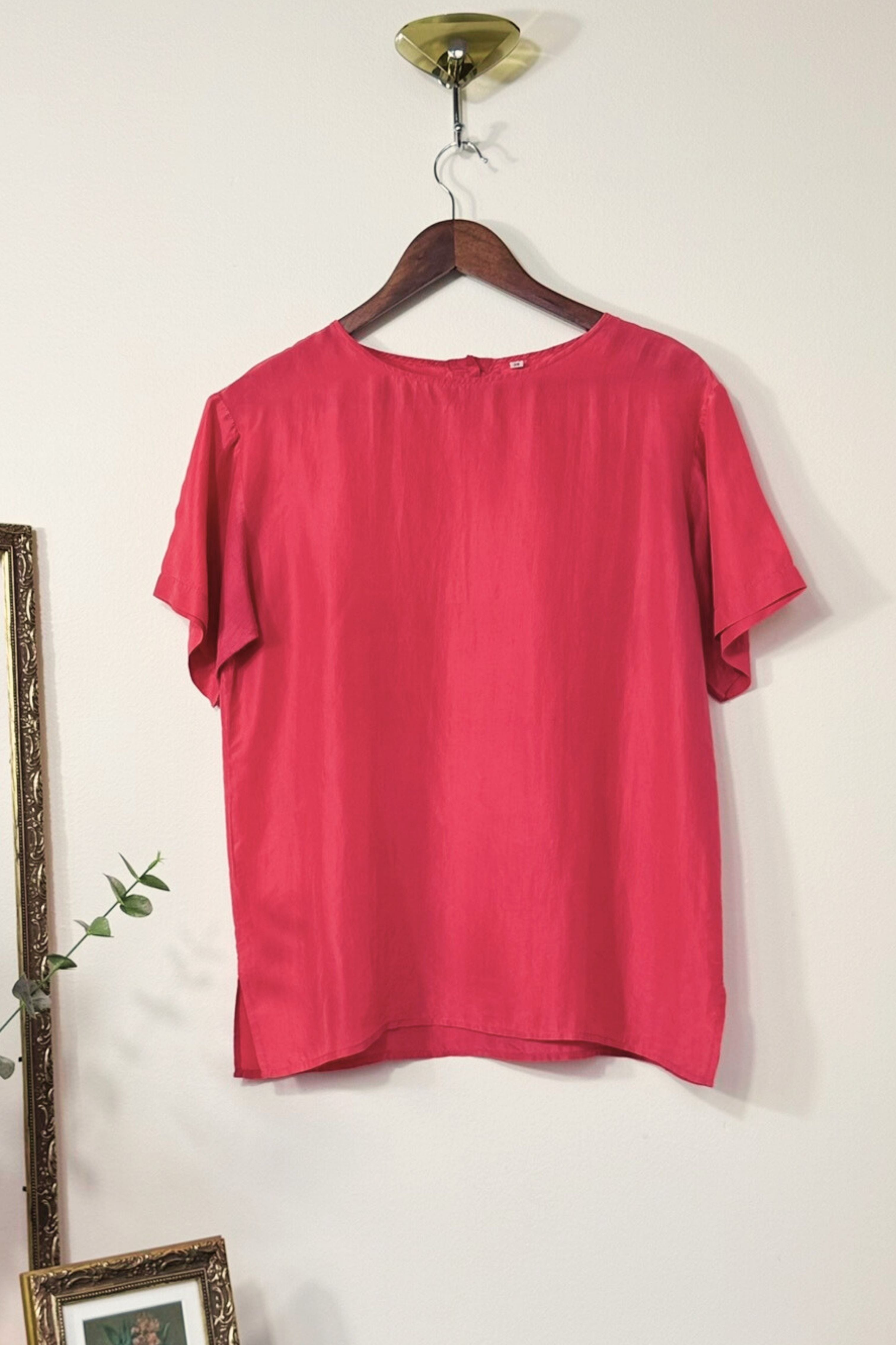 Blouse en soie ample rose