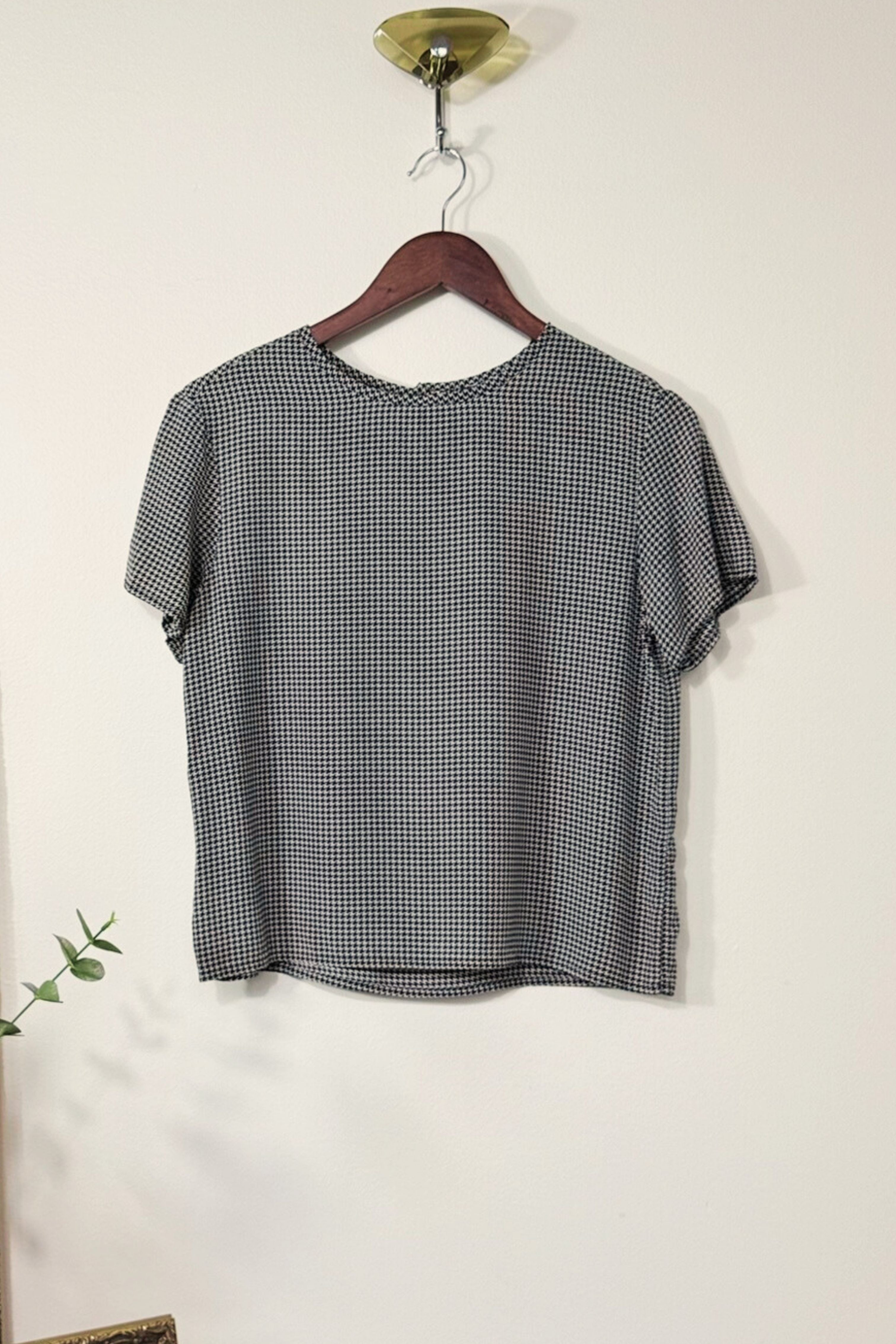 Blouse en soie imprimé pieds de poule