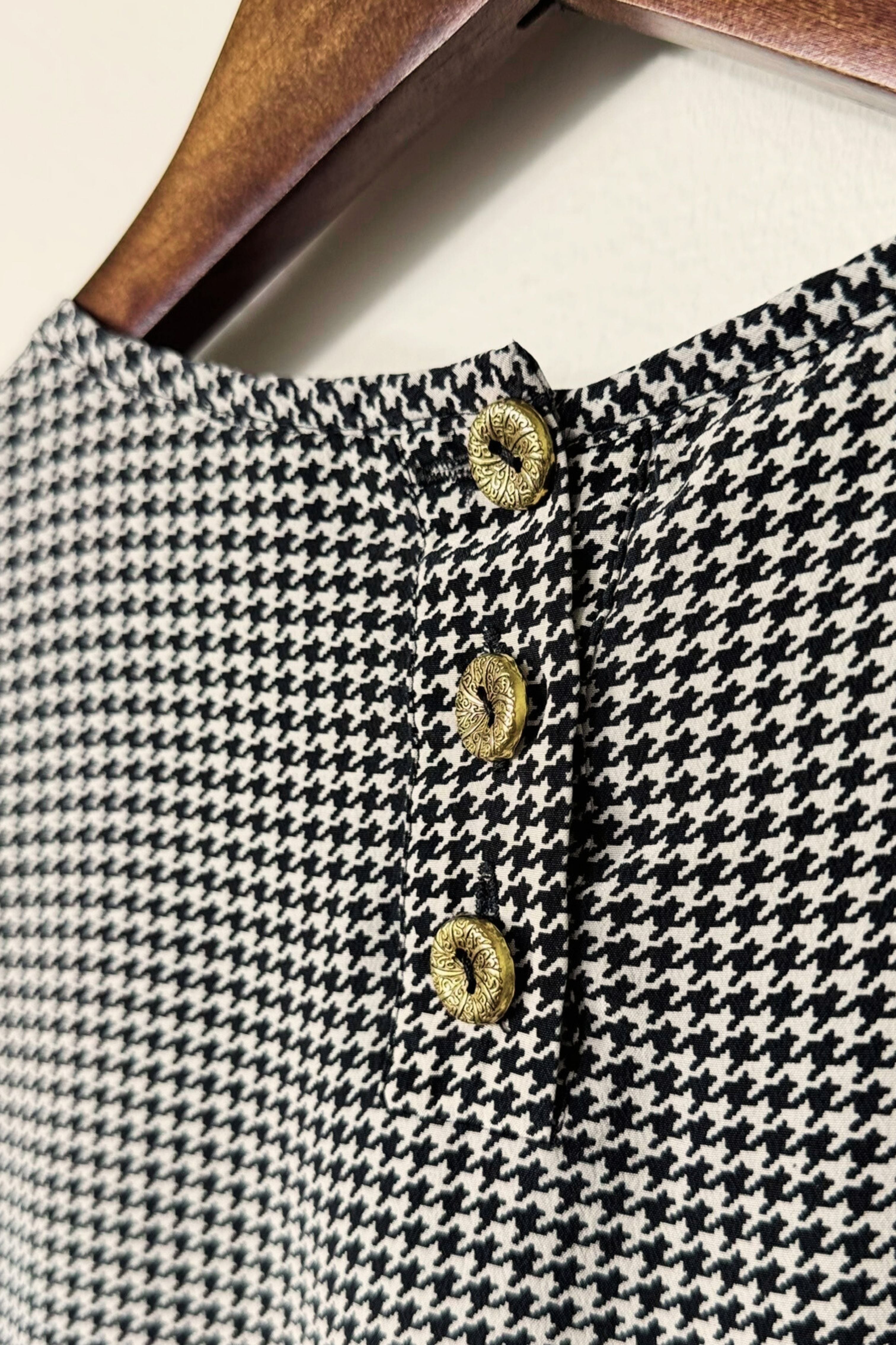 Blouse en soie imprimé pieds de poule
