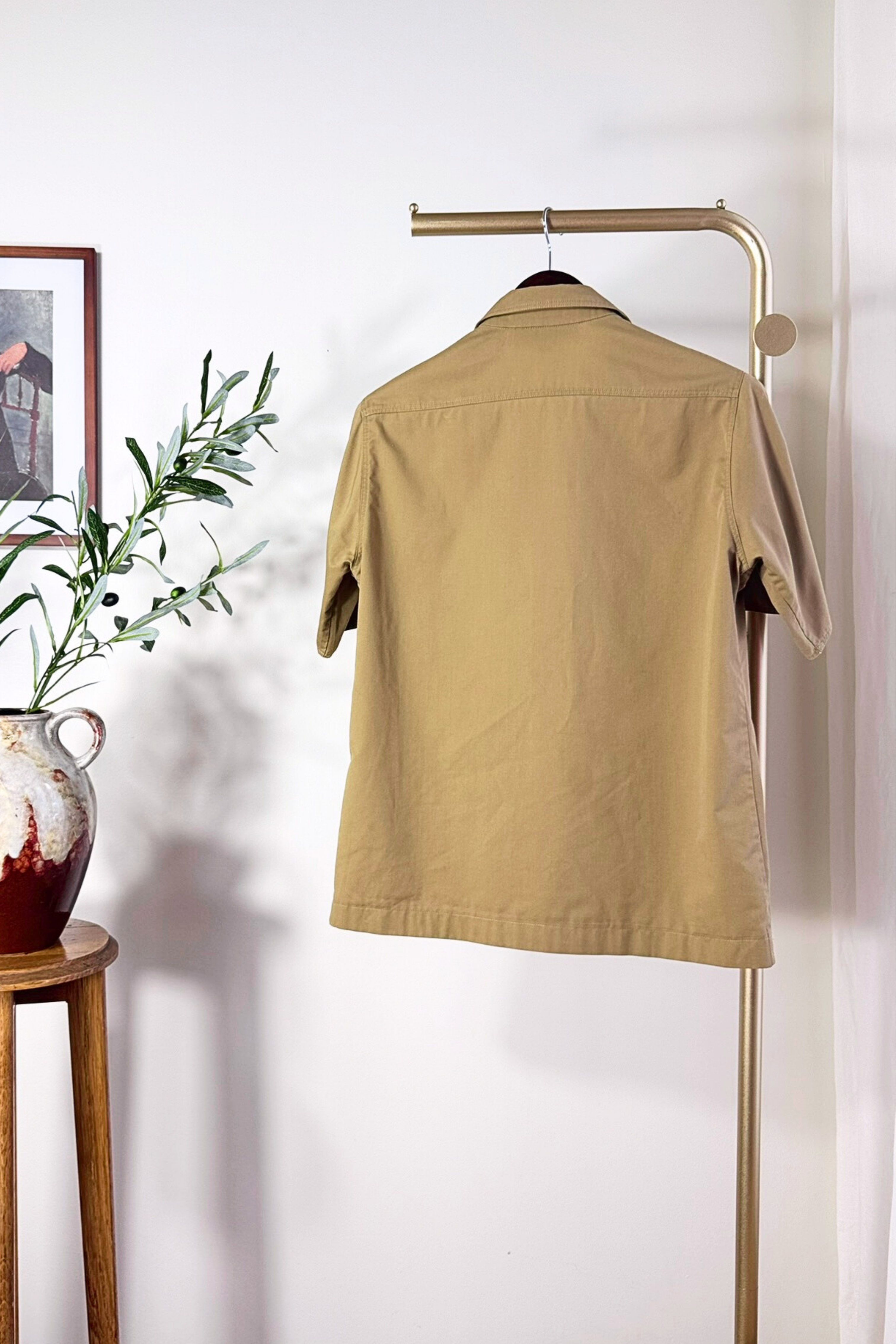 Chemise saharienne en coton kaki