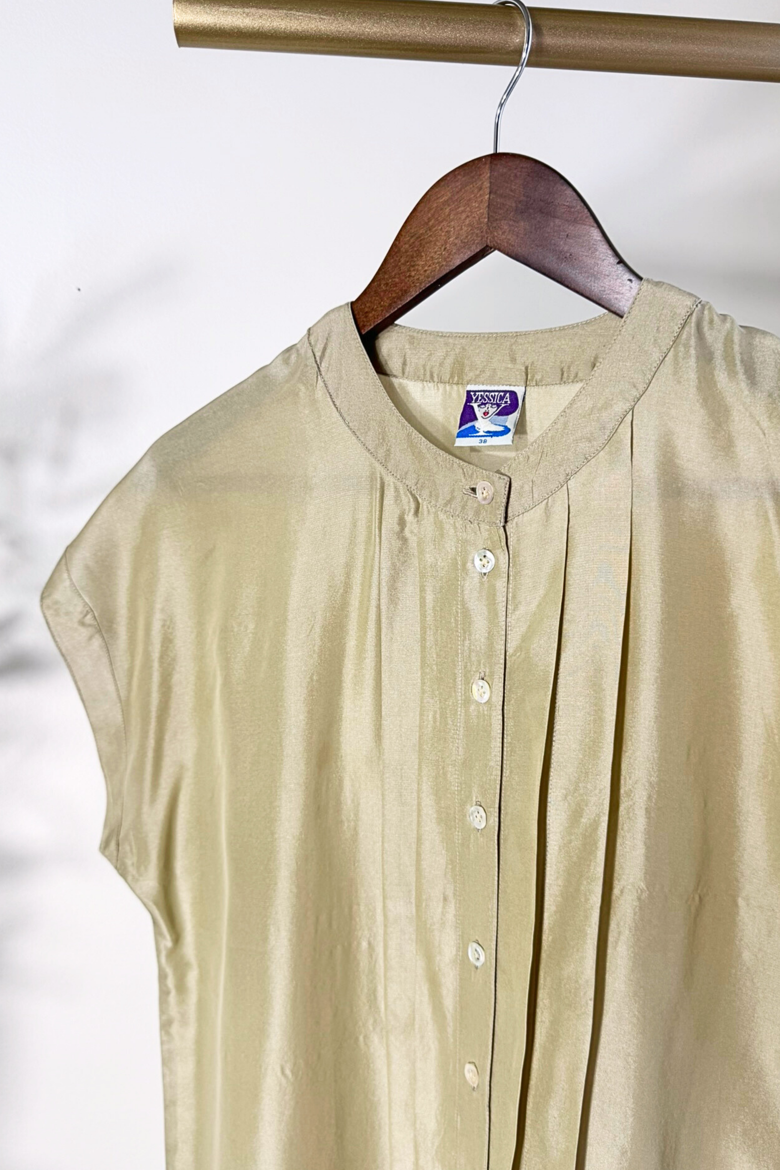 Blue silk blouse