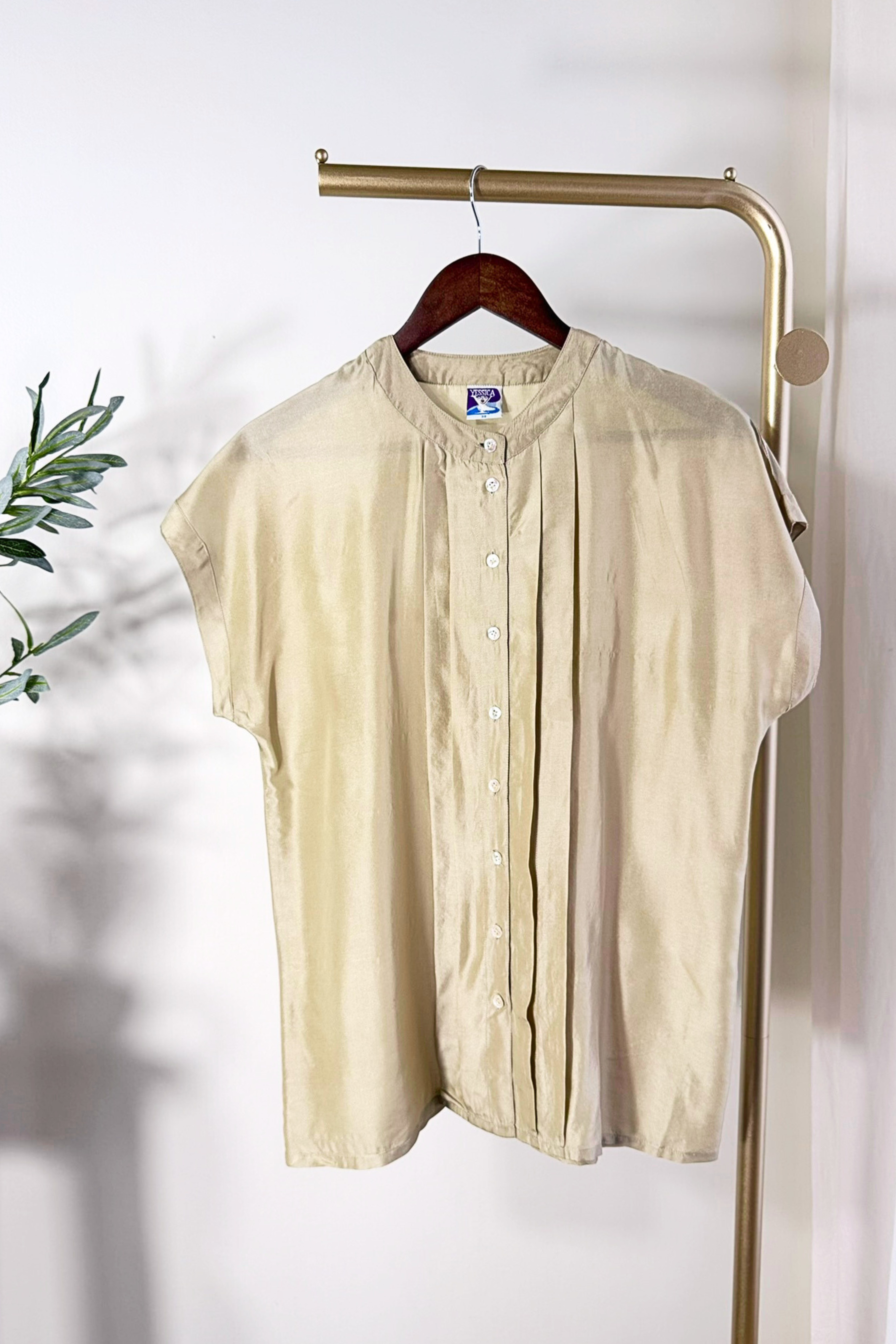 Blue silk blouse