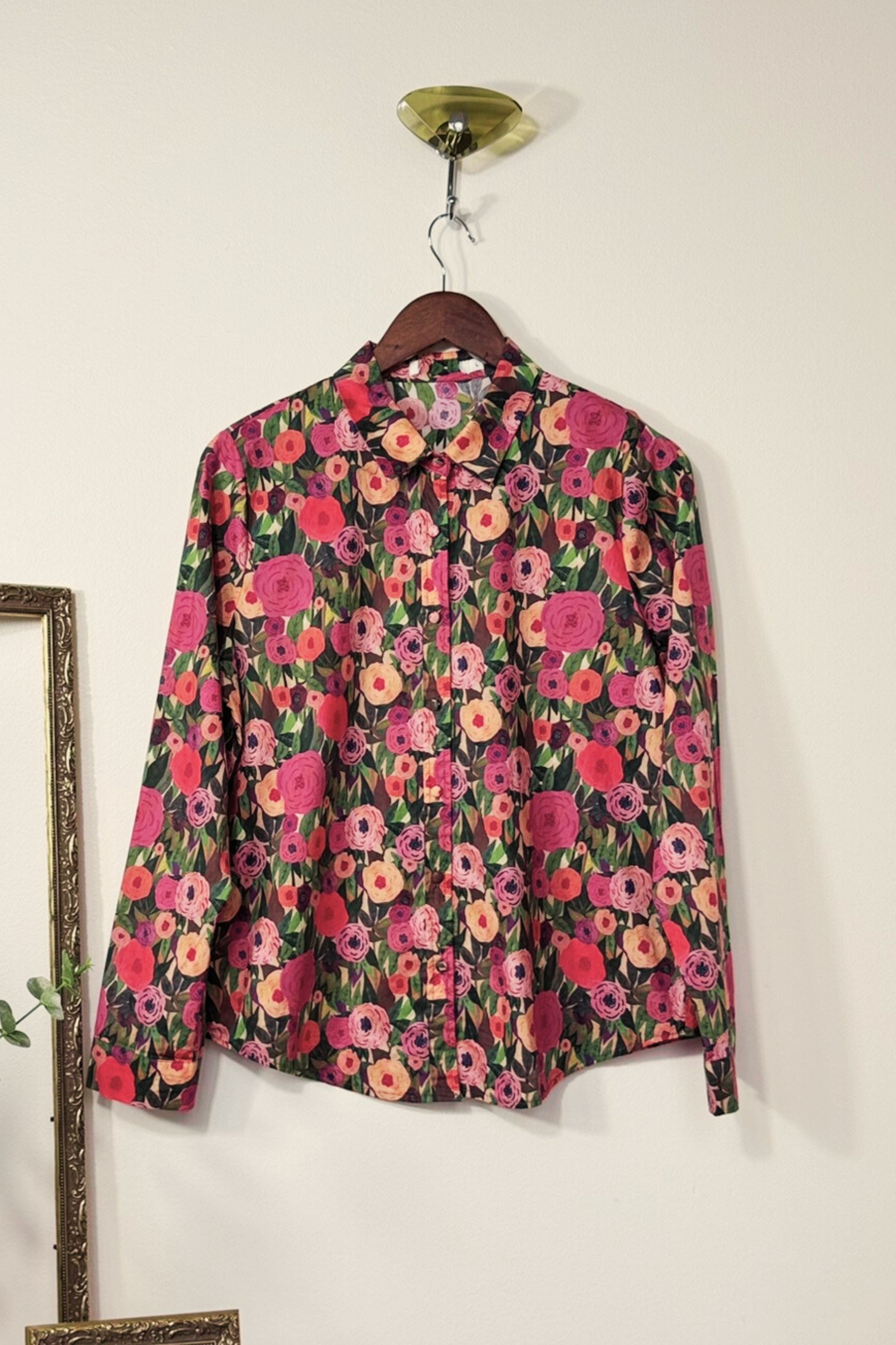 Chemisier en coton imprimé fleurs fuchsia