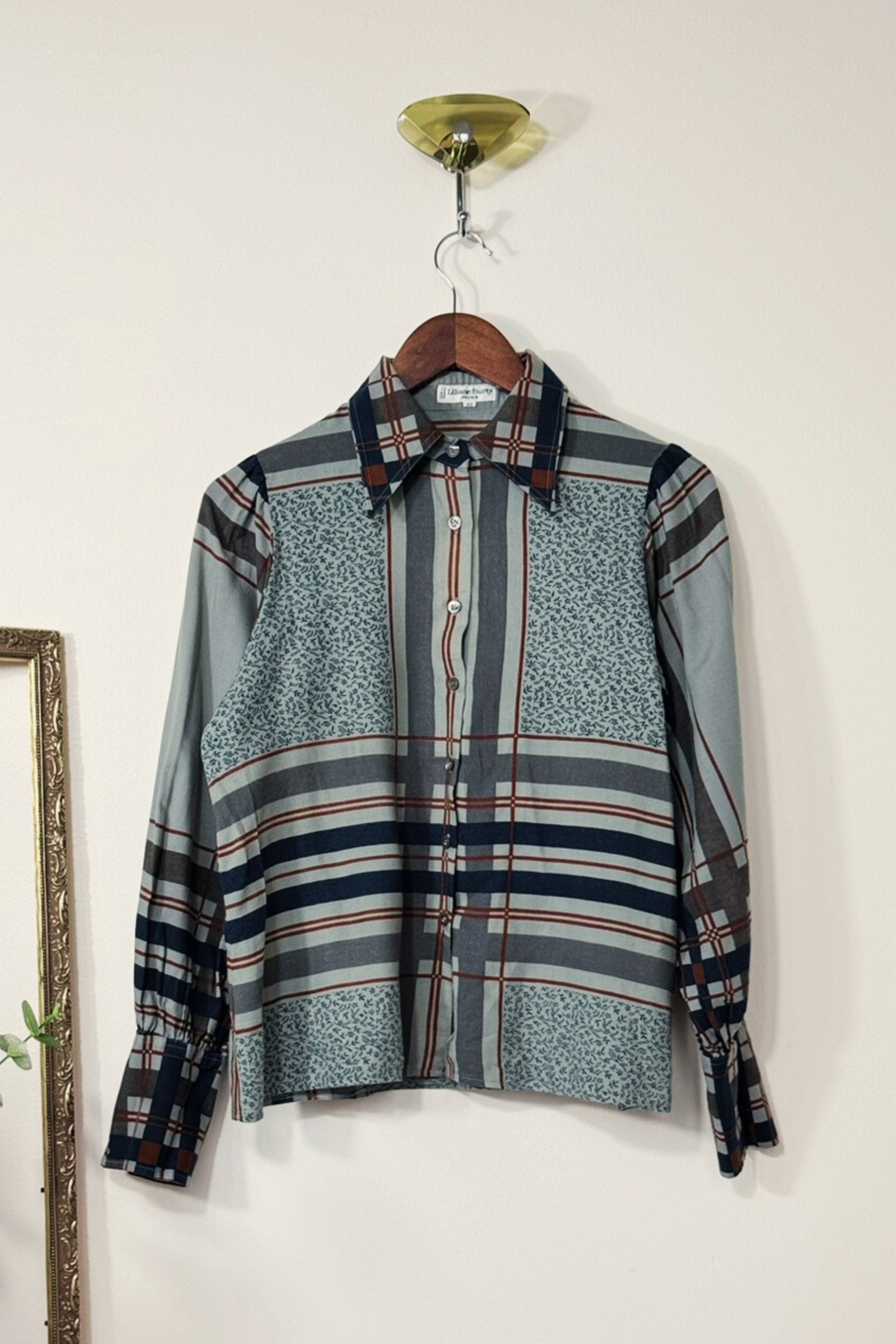 Chemise à carreaux fantaisie grise