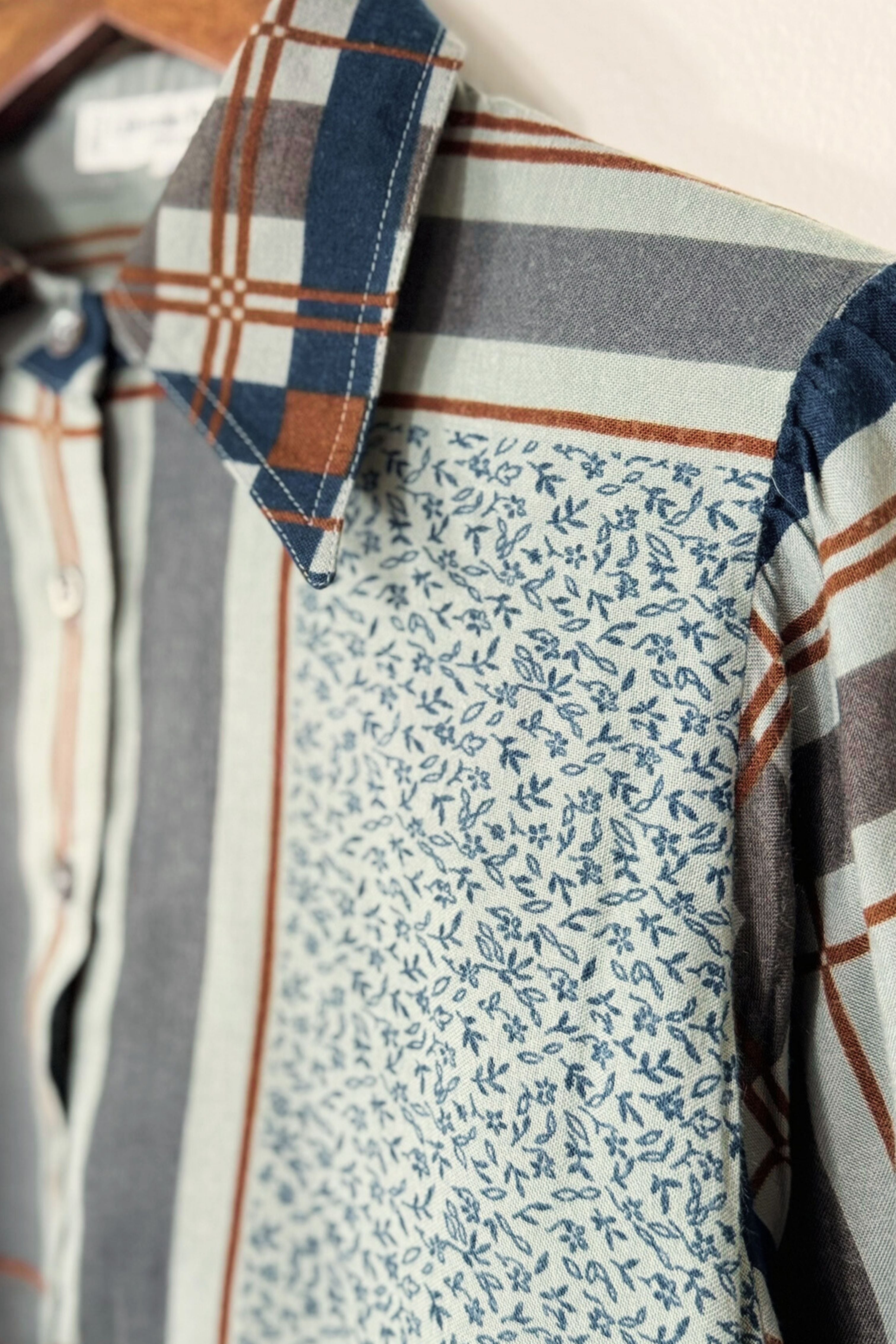 Chemise à carreaux fantaisie grise