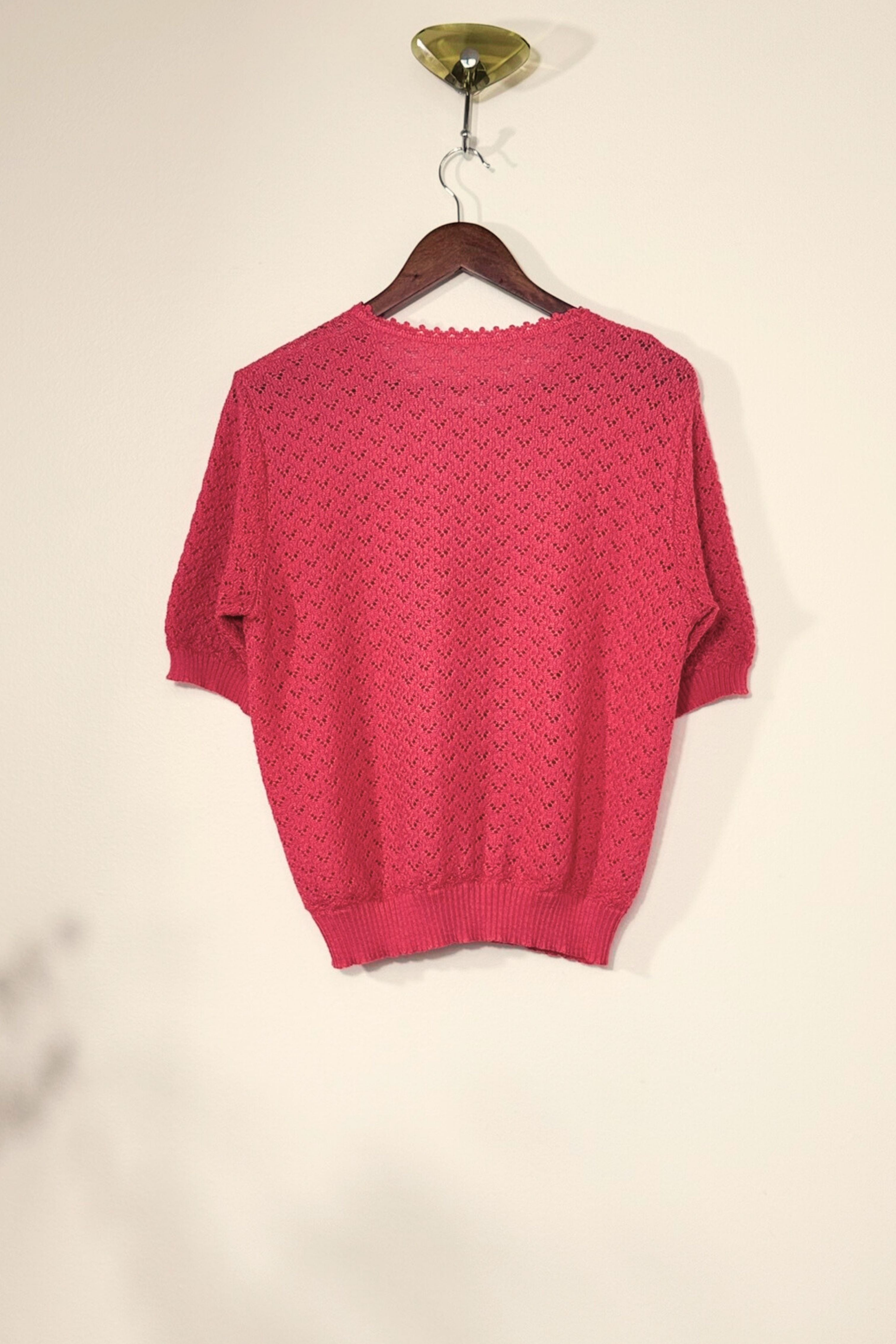 Short-sleeved pink mohair sweater