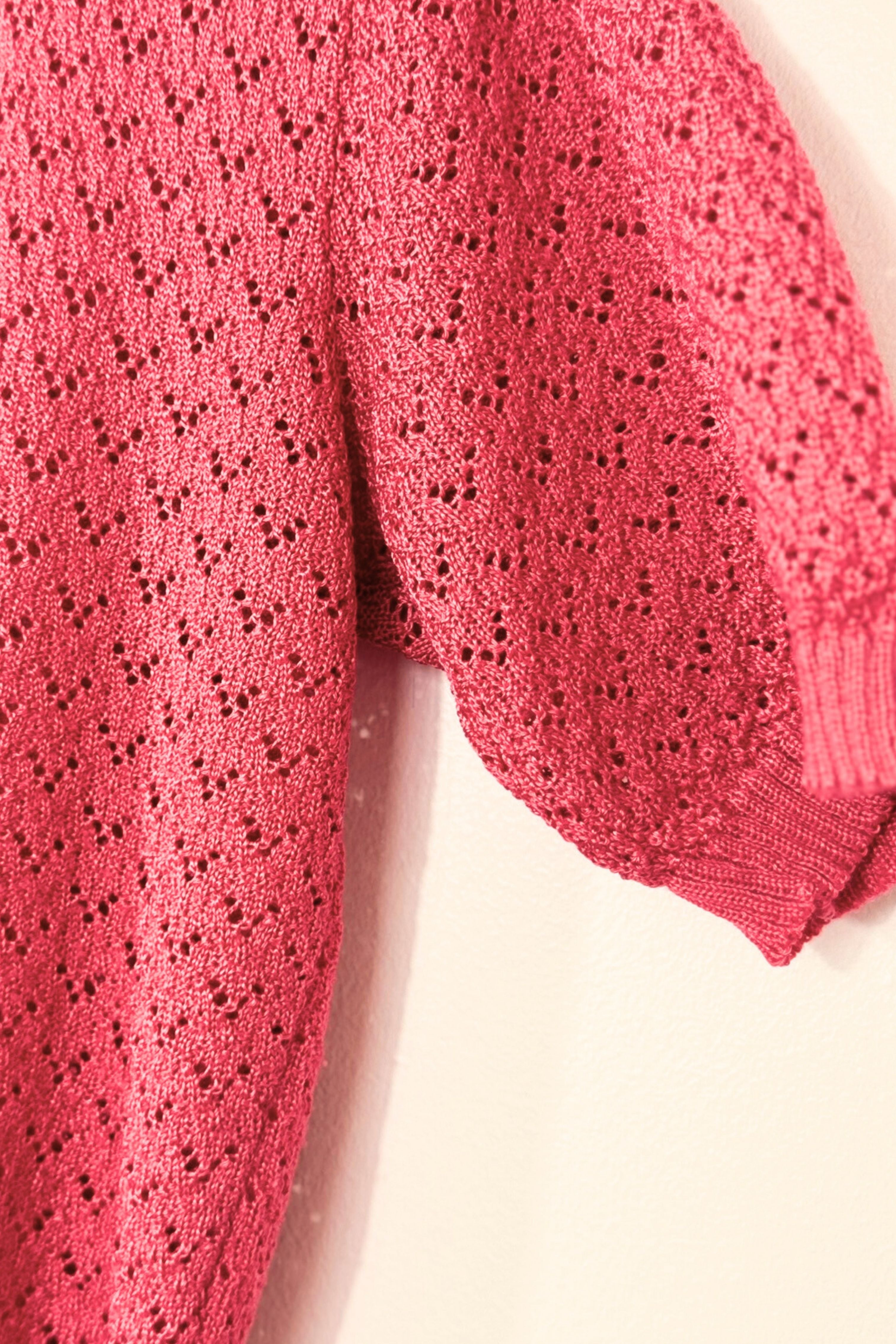 Short-sleeved pink mohair sweater