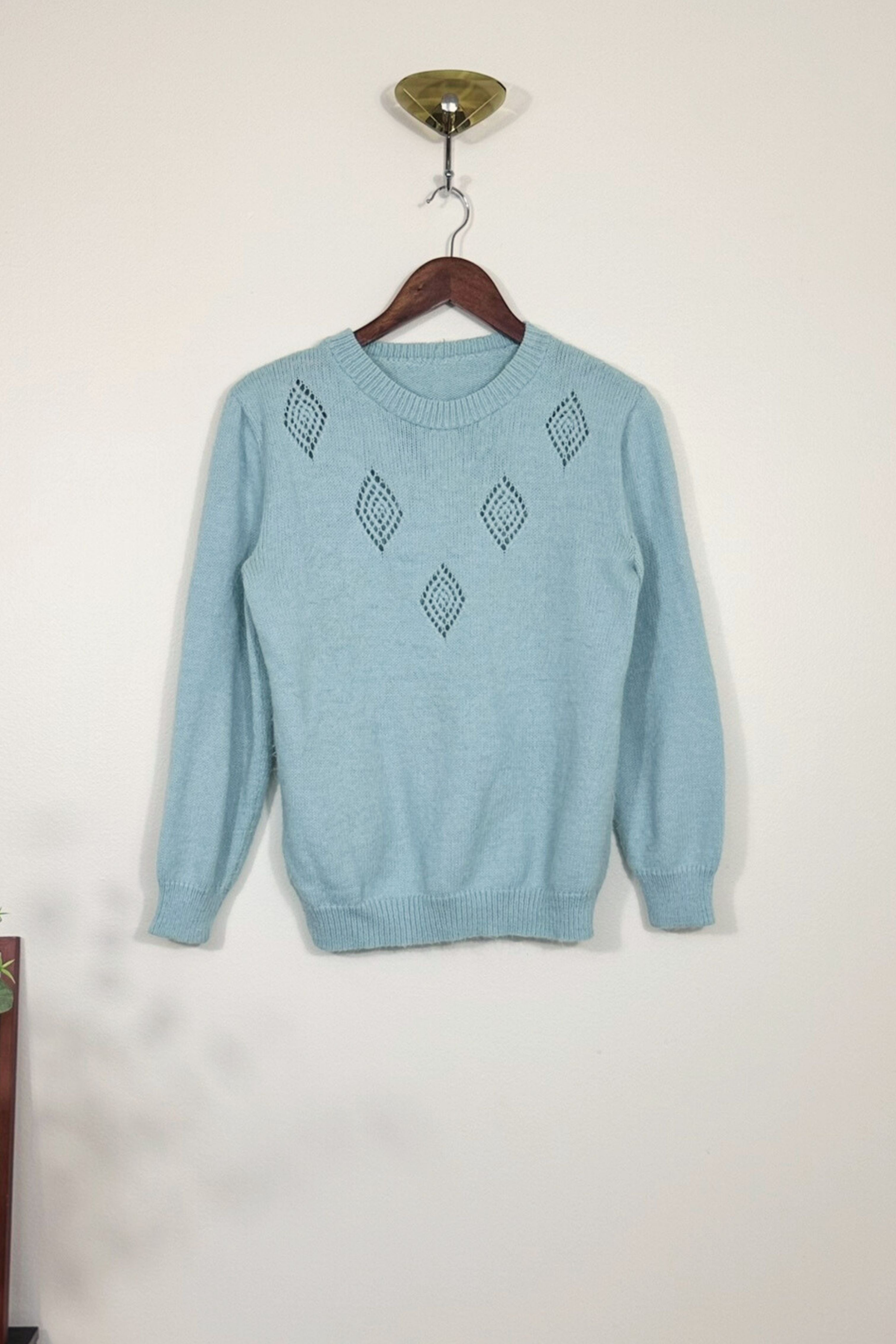 Pull en laine mohair bleu ciel