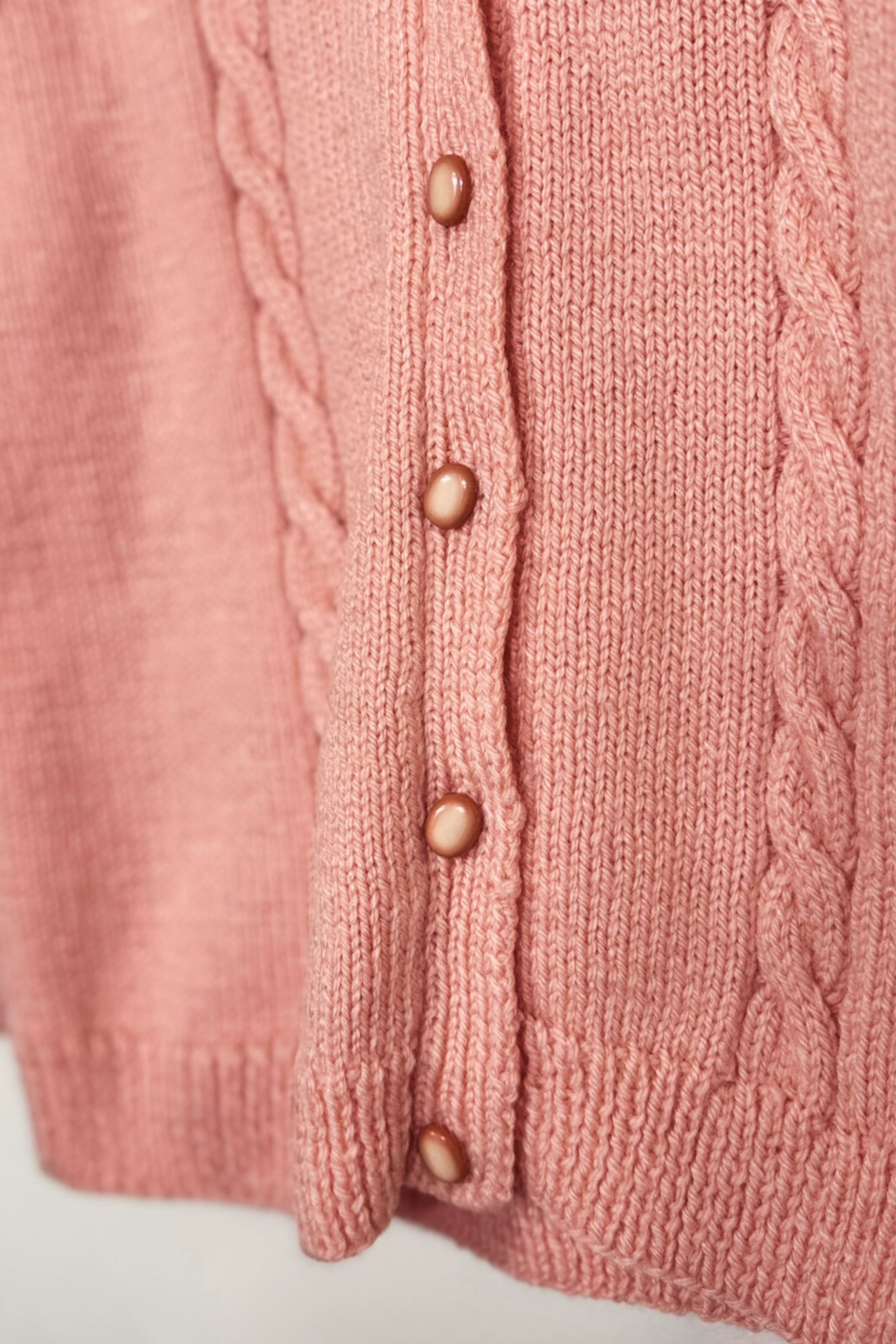 Gilet en maille tressée coton rose