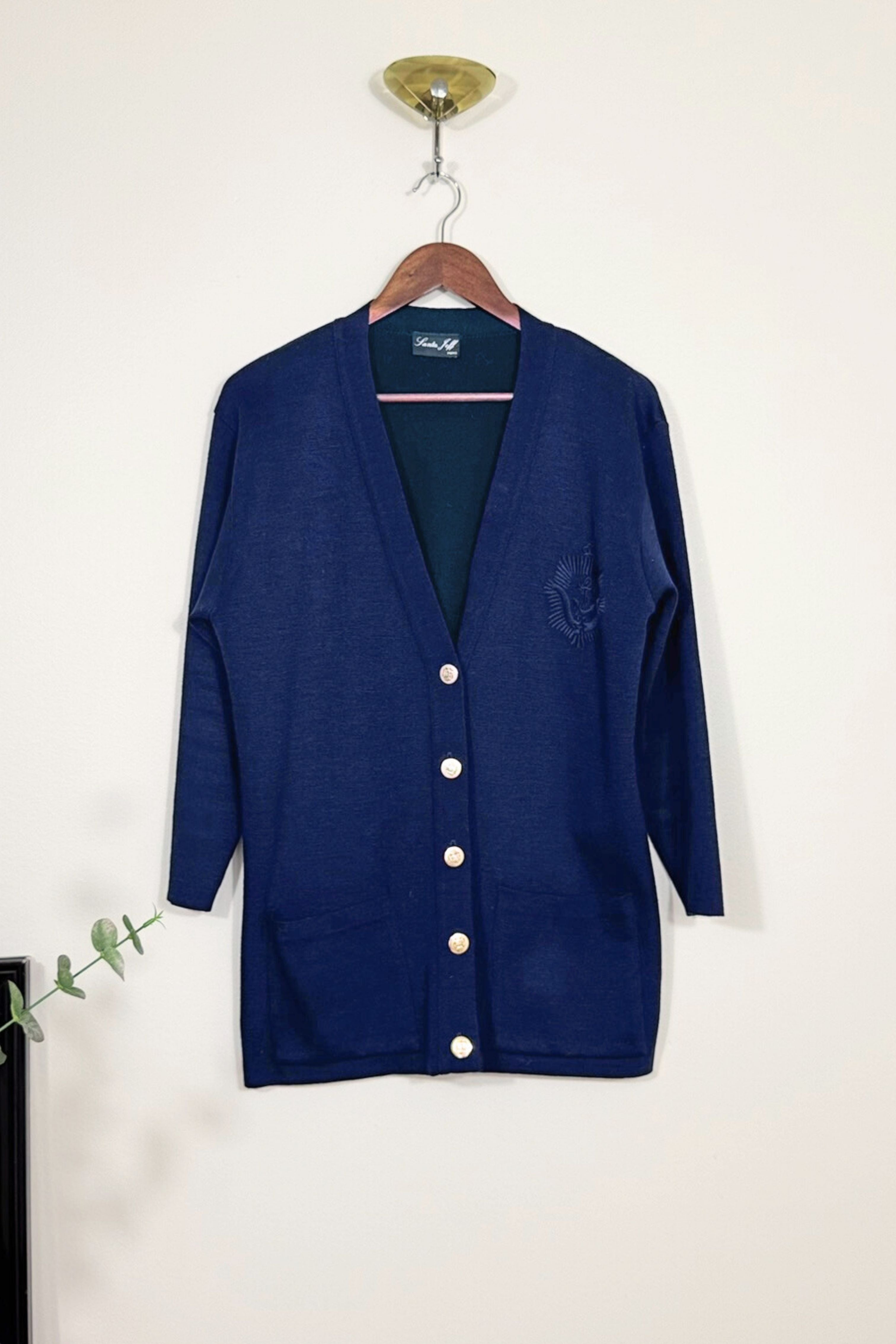 Cardigan en laine classique marine