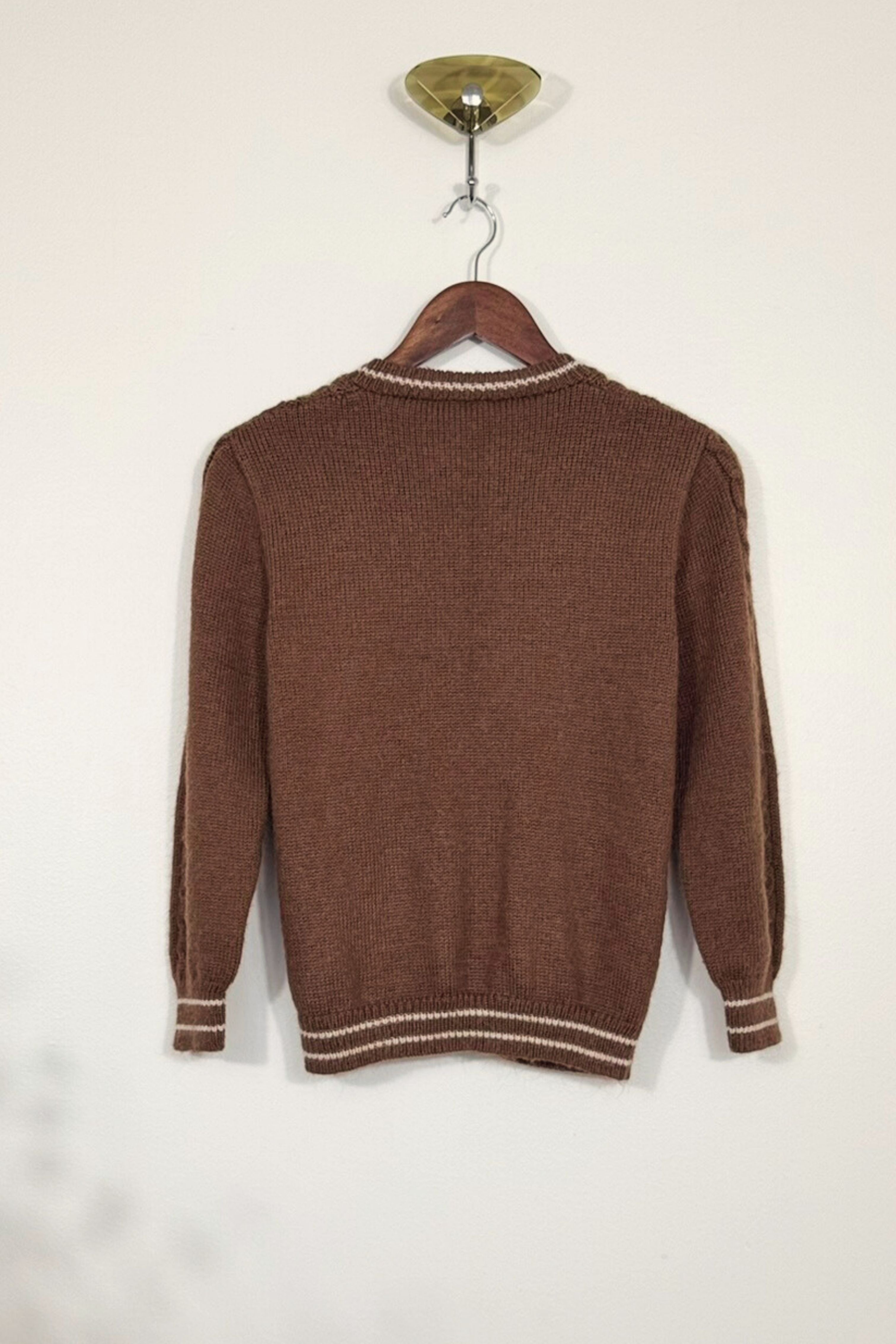 Gilet en laine maille tressée chocolat
