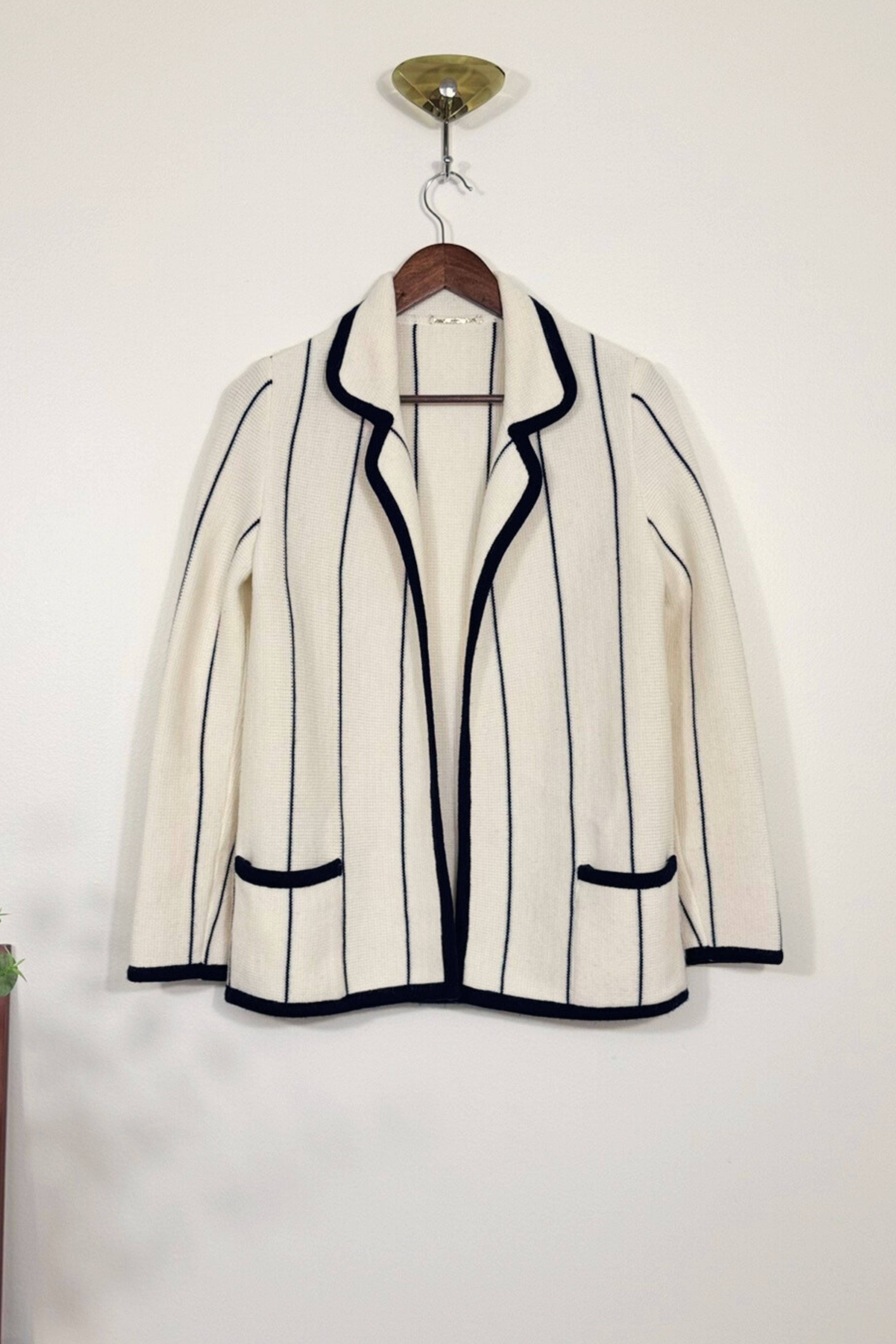 Gilet veste rayé écru