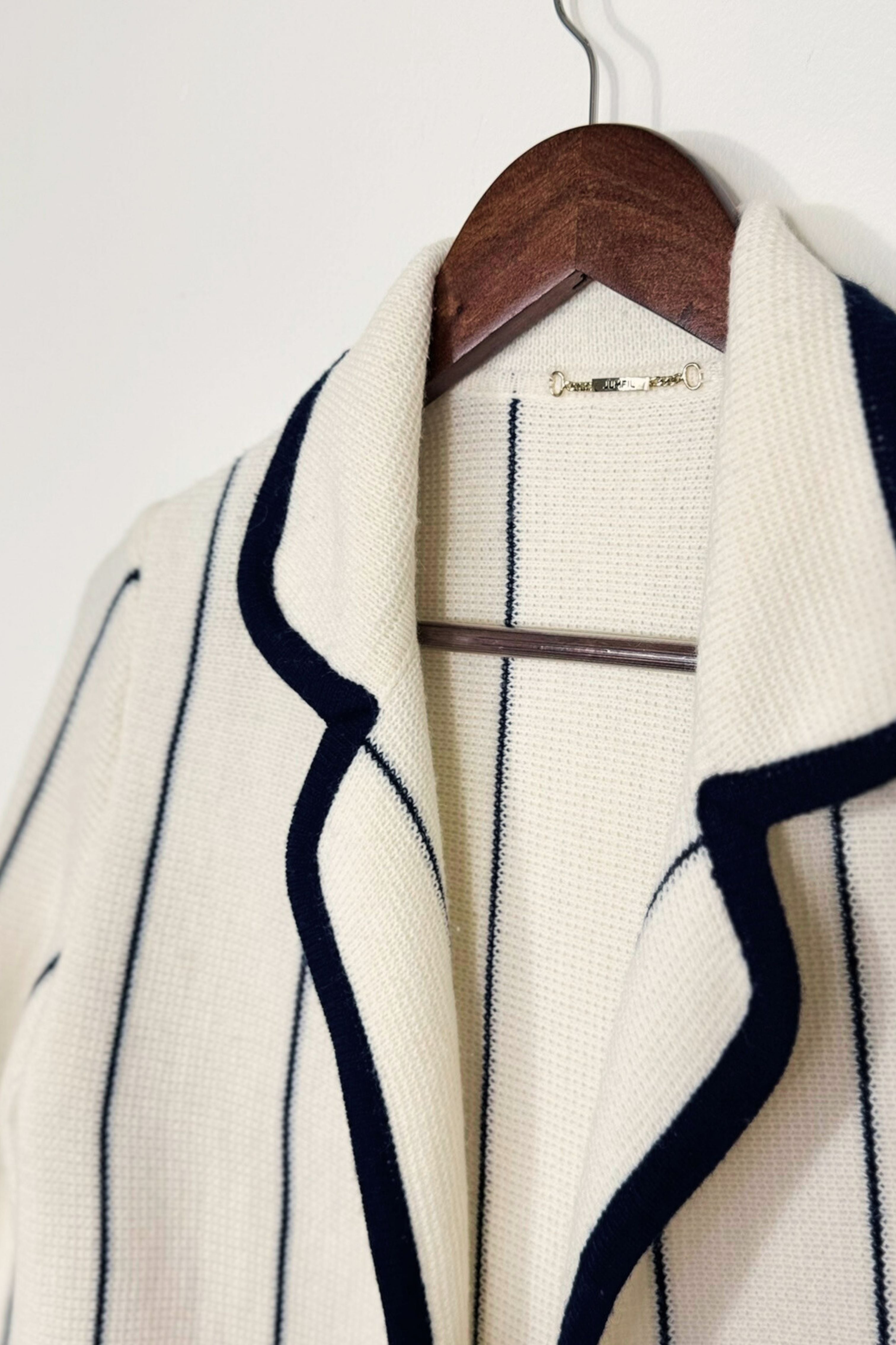 Gilet veste rayé écru