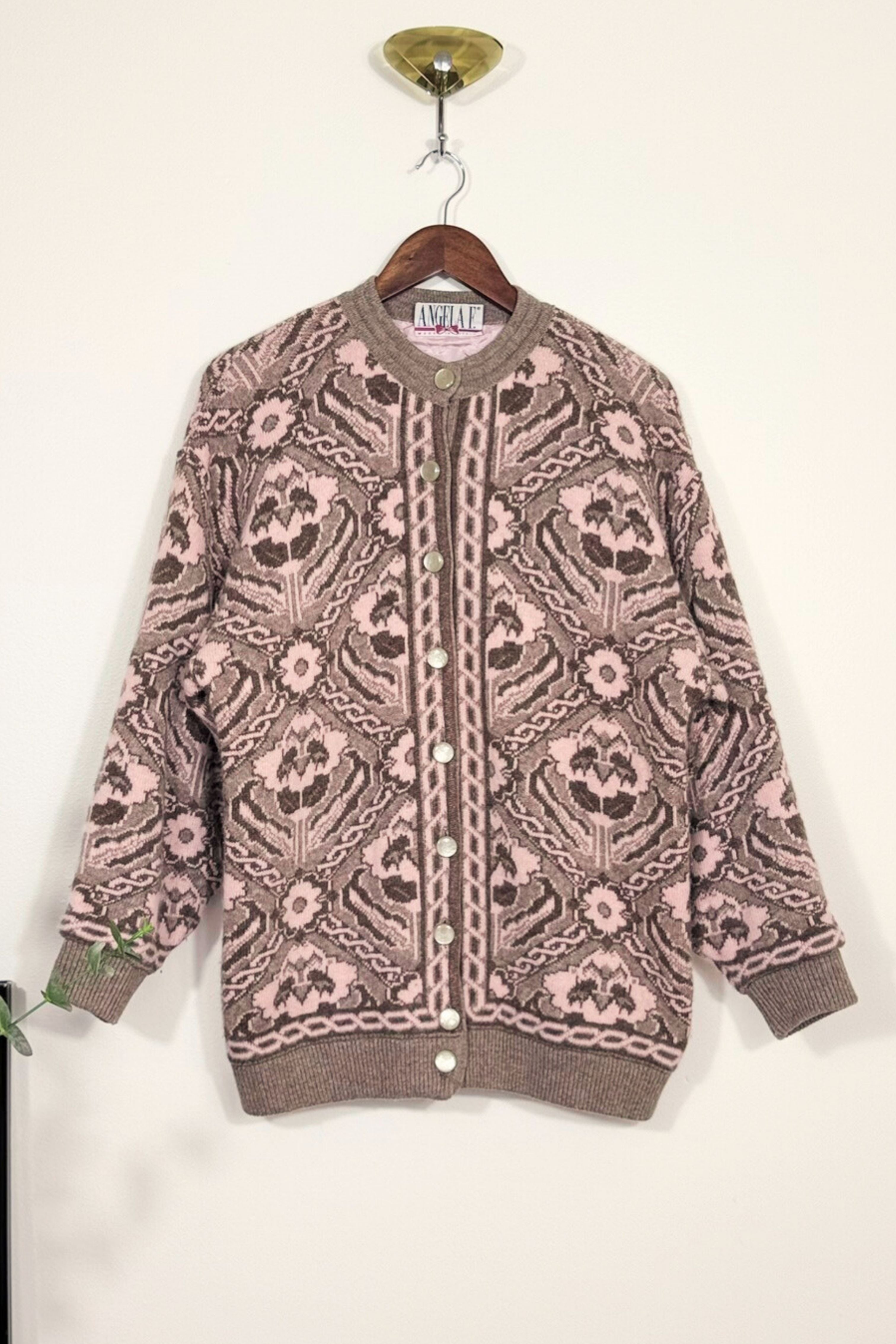 Gilet veste mohair à motifs gris