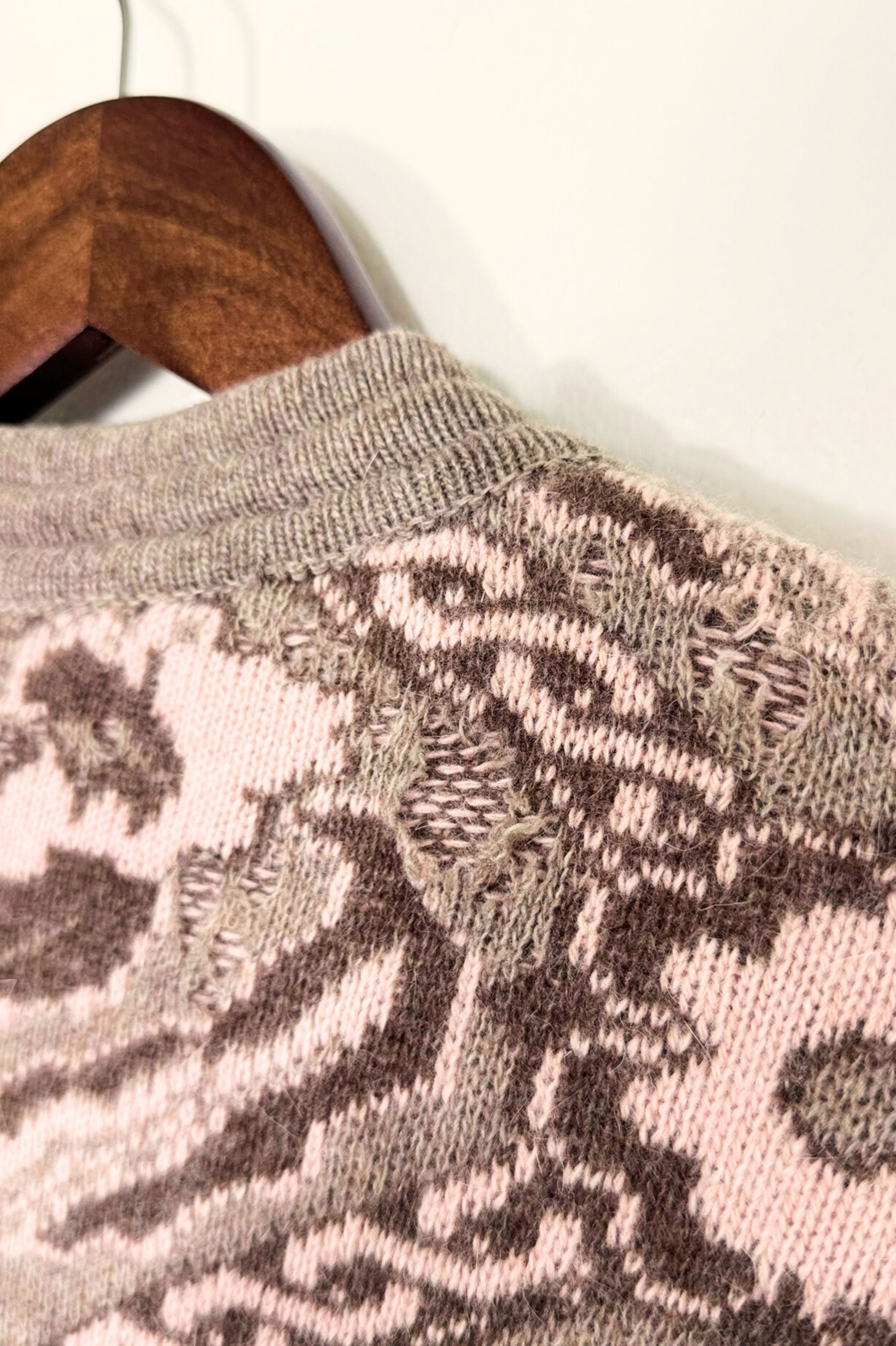 Gilet veste mohair à motifs gris