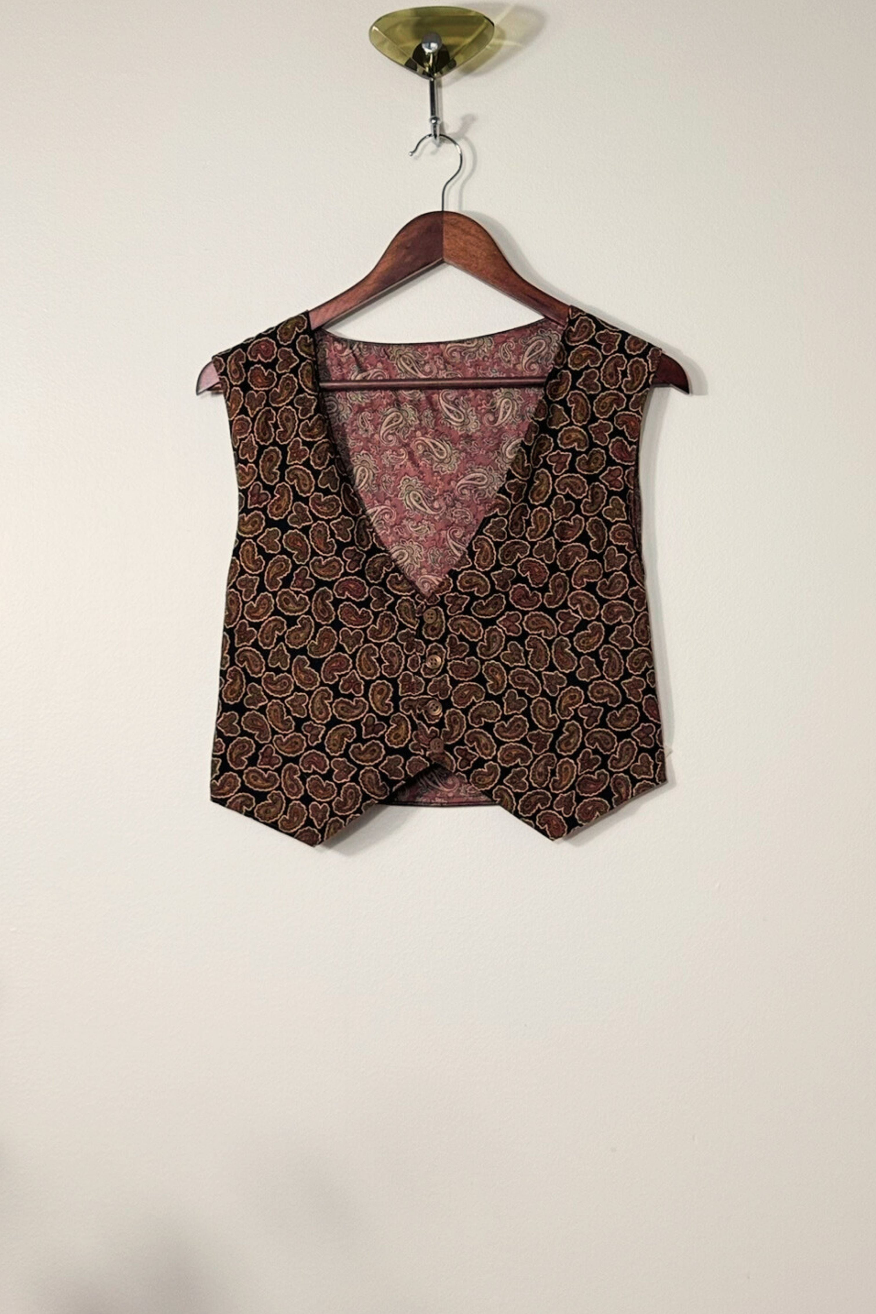 Veston boutonné en daim paisley marron