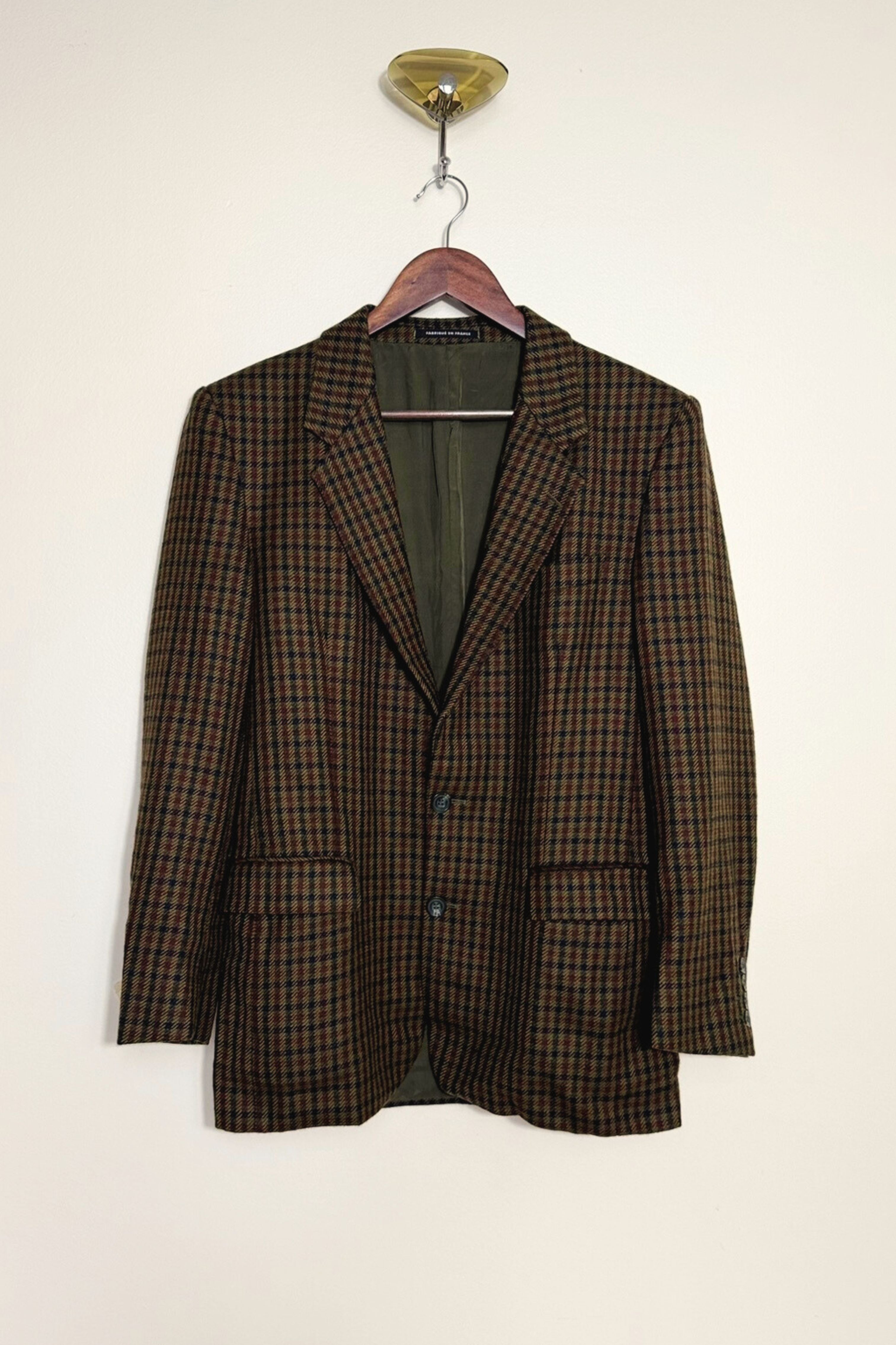 Veste en laine à carreaux marron