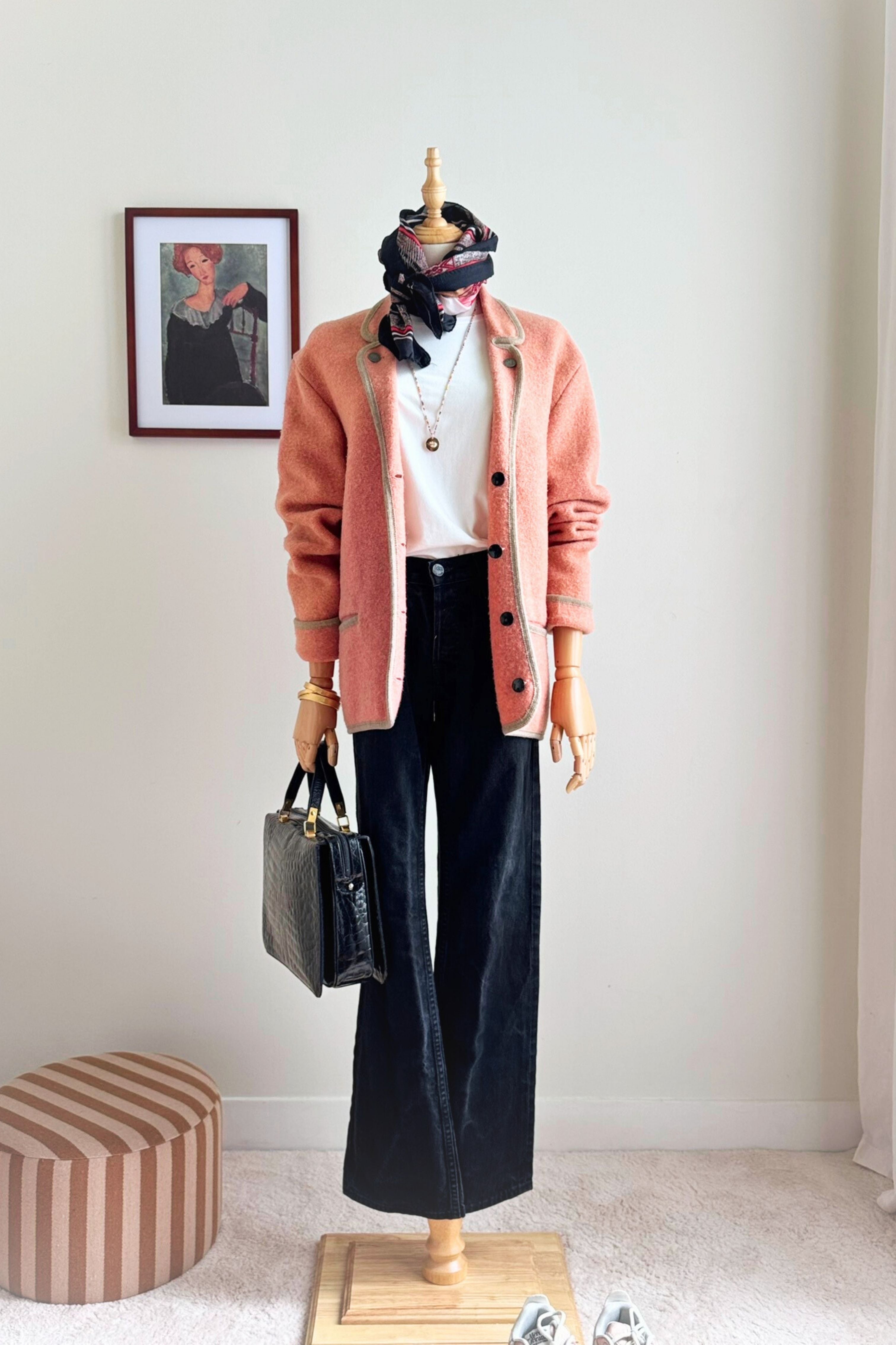 Green and black checked wool jacket