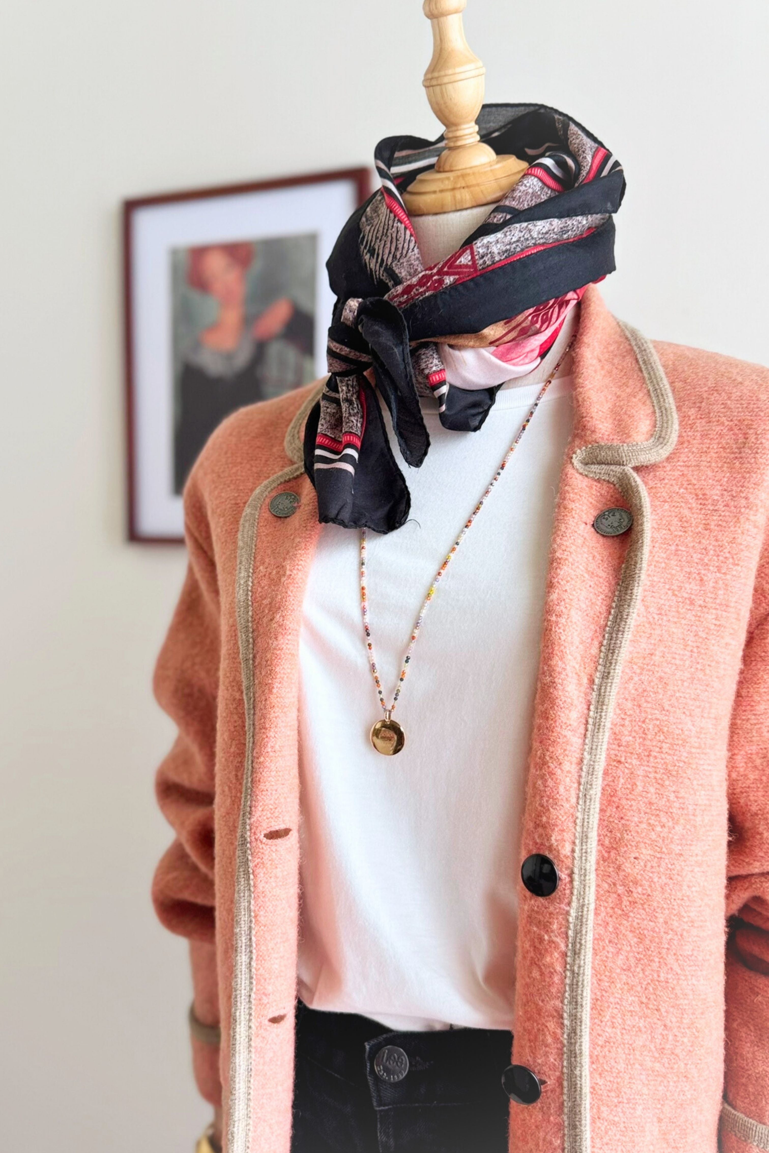 Green and black checked wool jacket