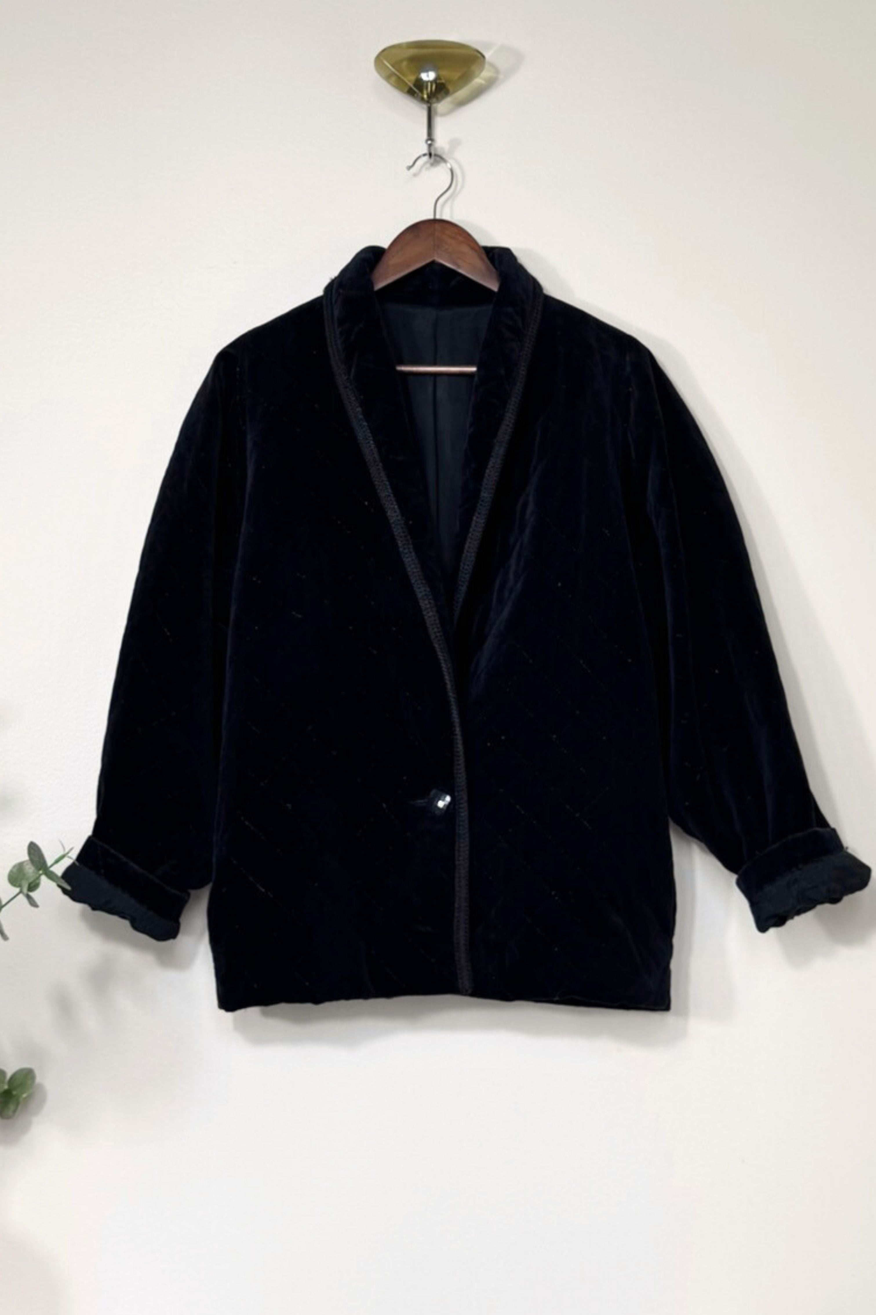 Green and black checked wool jacket