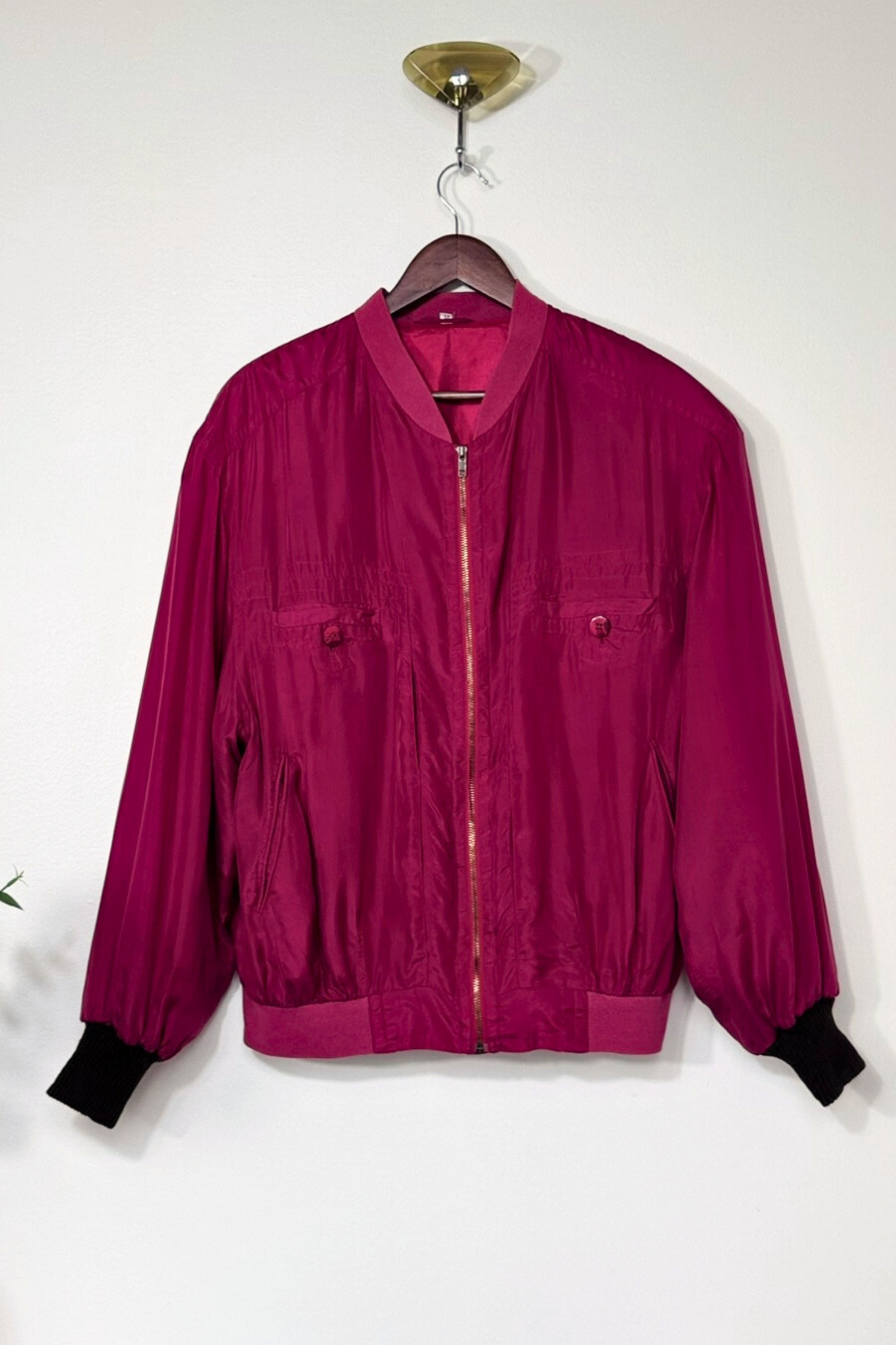 Pink silk bomber jacket
