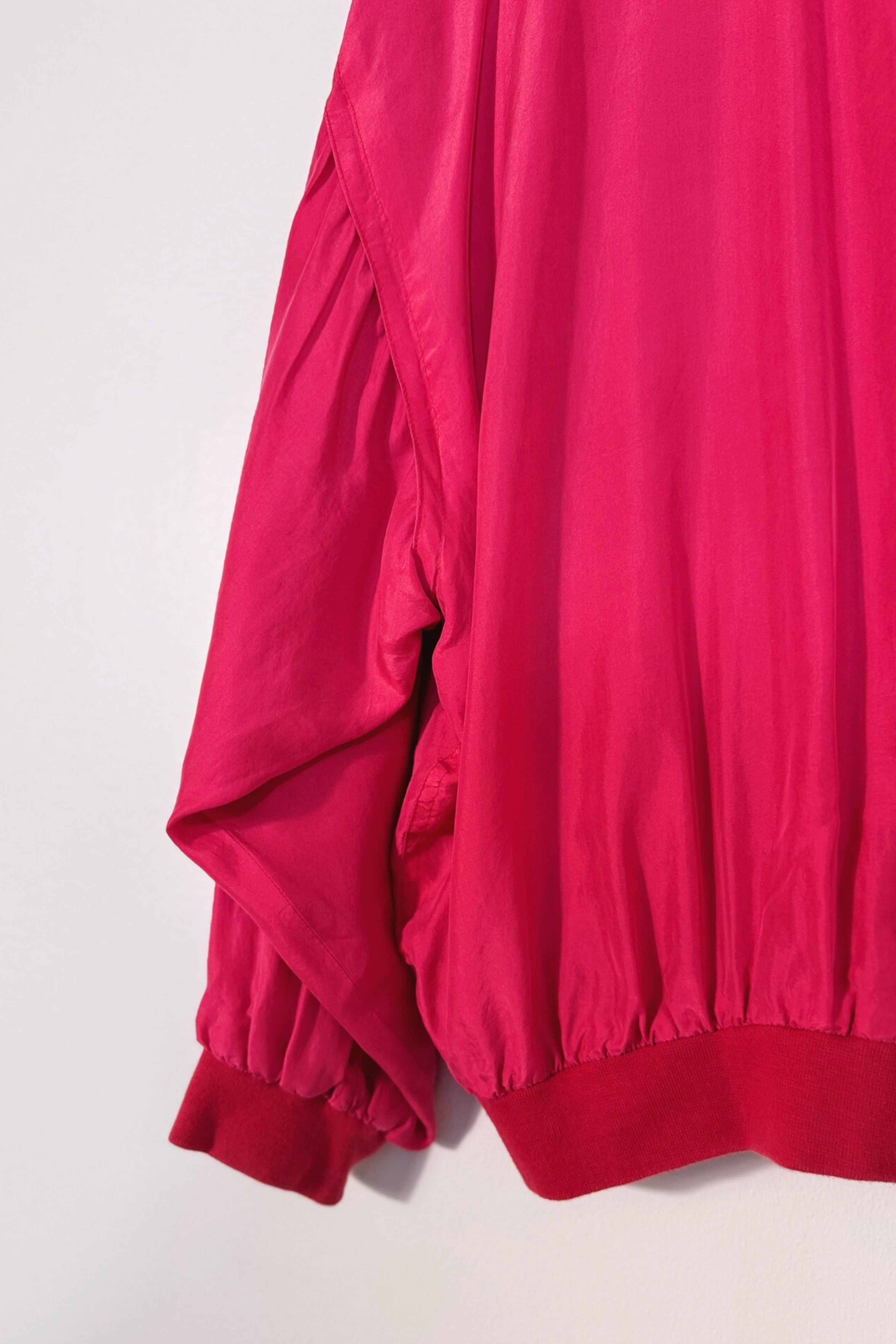 Veste bomber 90s en soie fuchsia