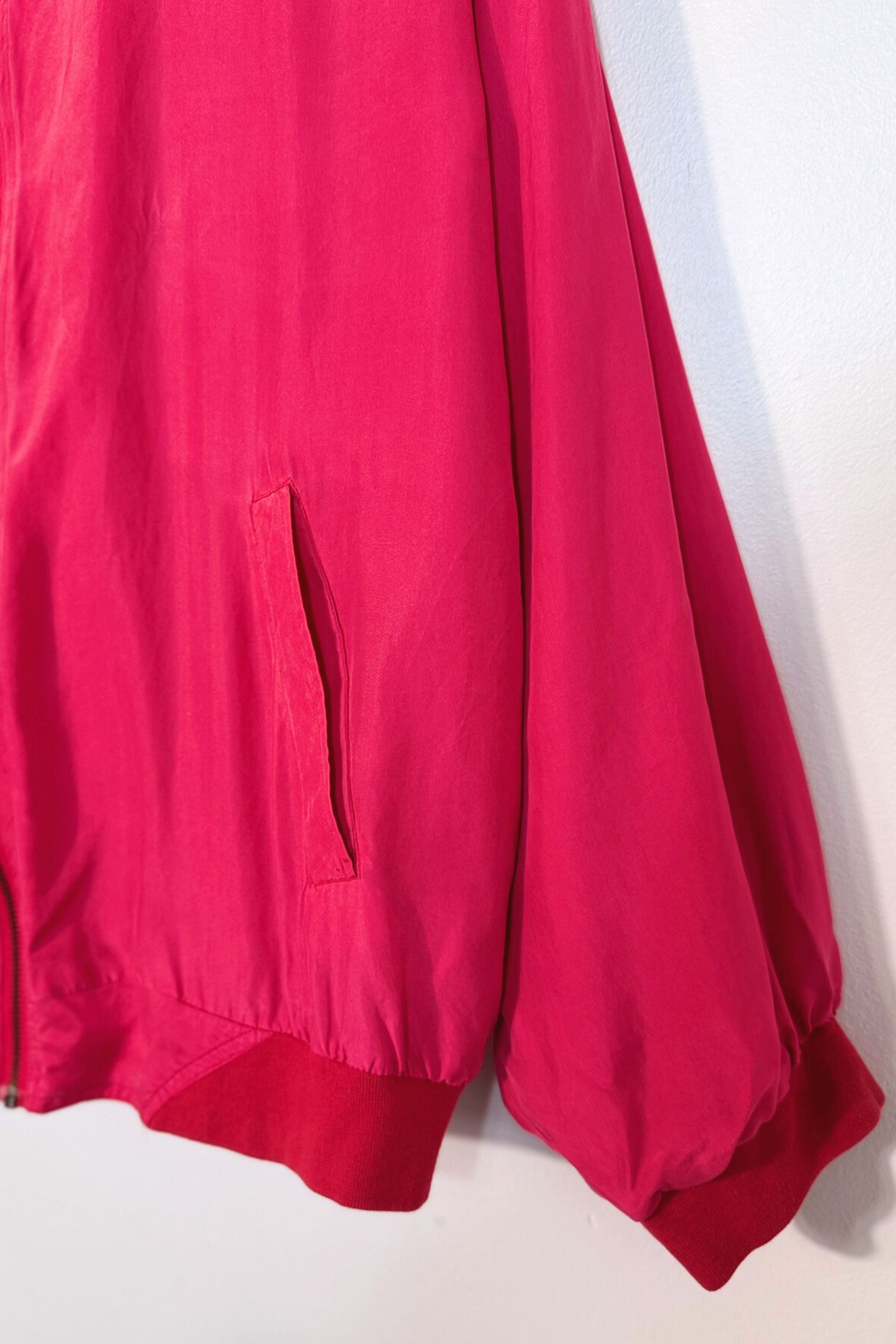 Veste bomber 90s en soie fuchsia