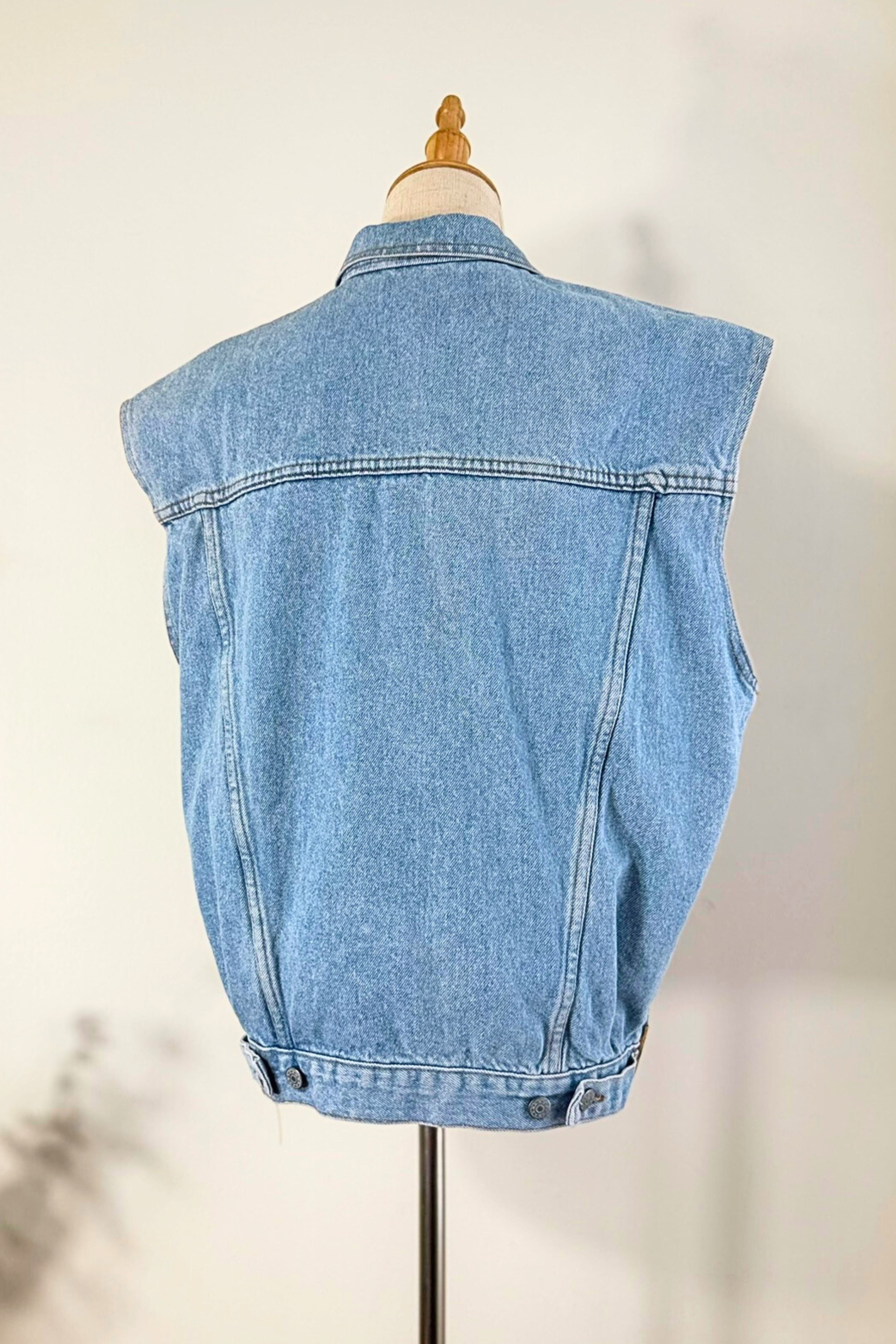 Veste sans manche en jeans bleu clair