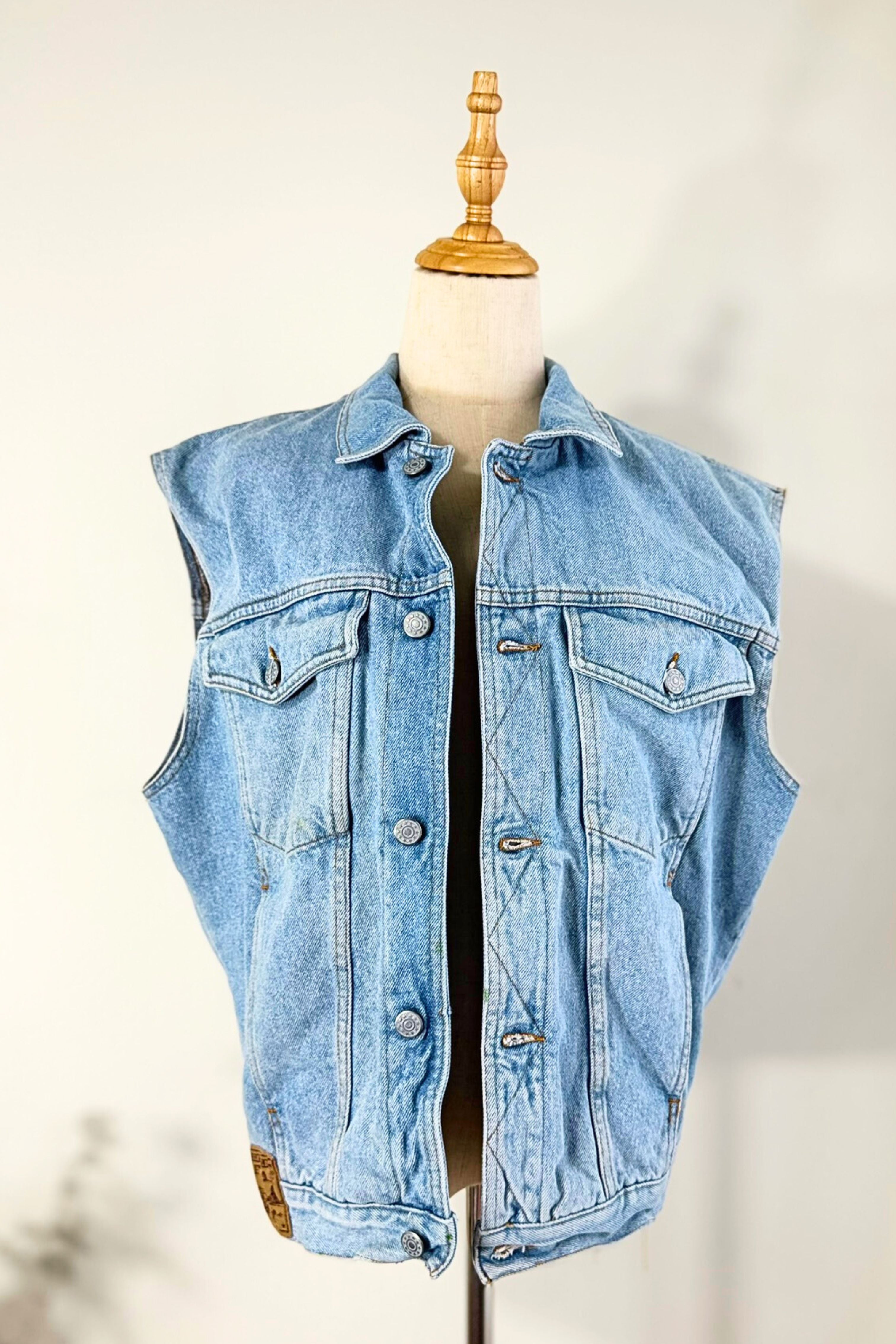 Veste sans manche en jeans bleu clair