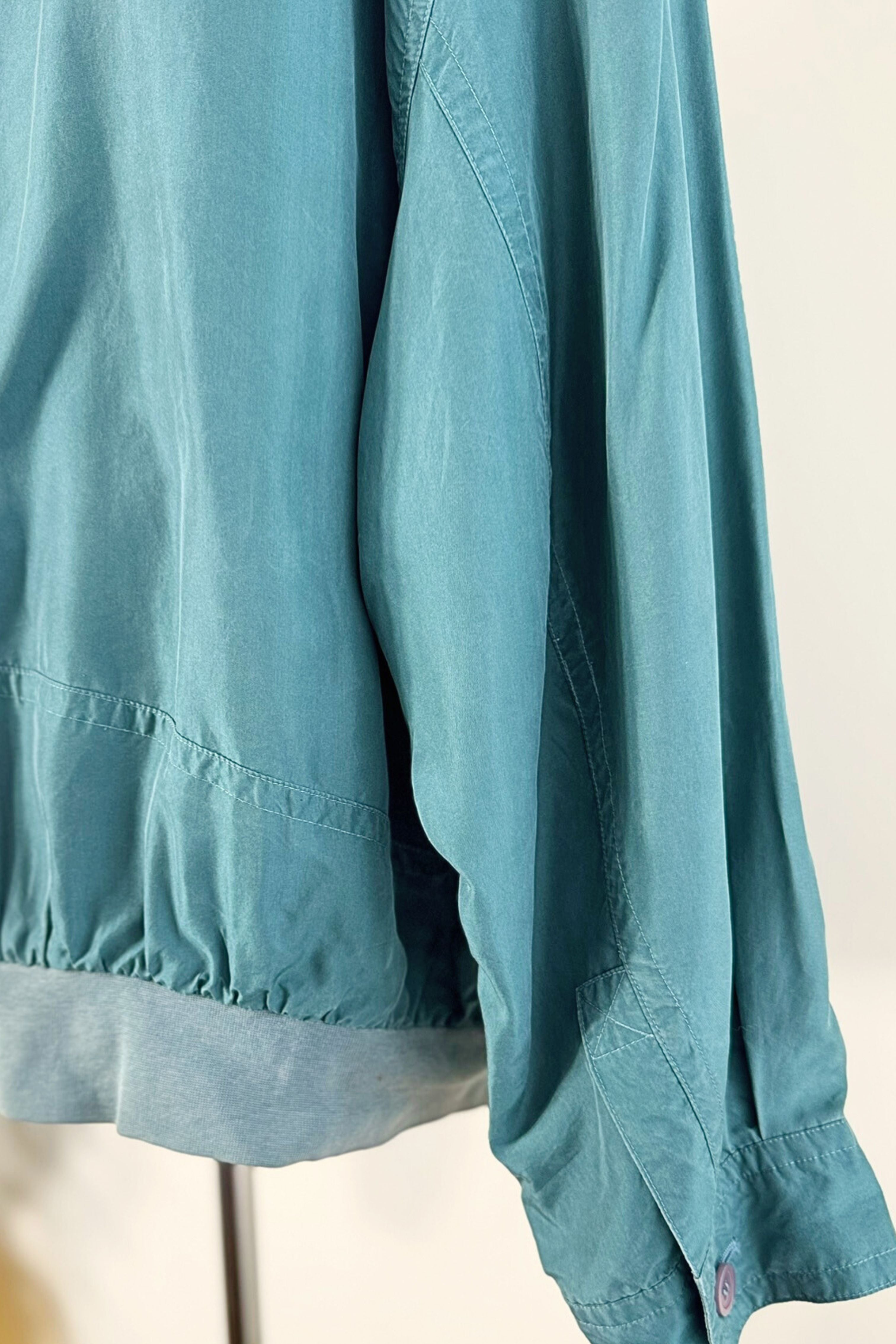 Veste bomber oversize en soie verte