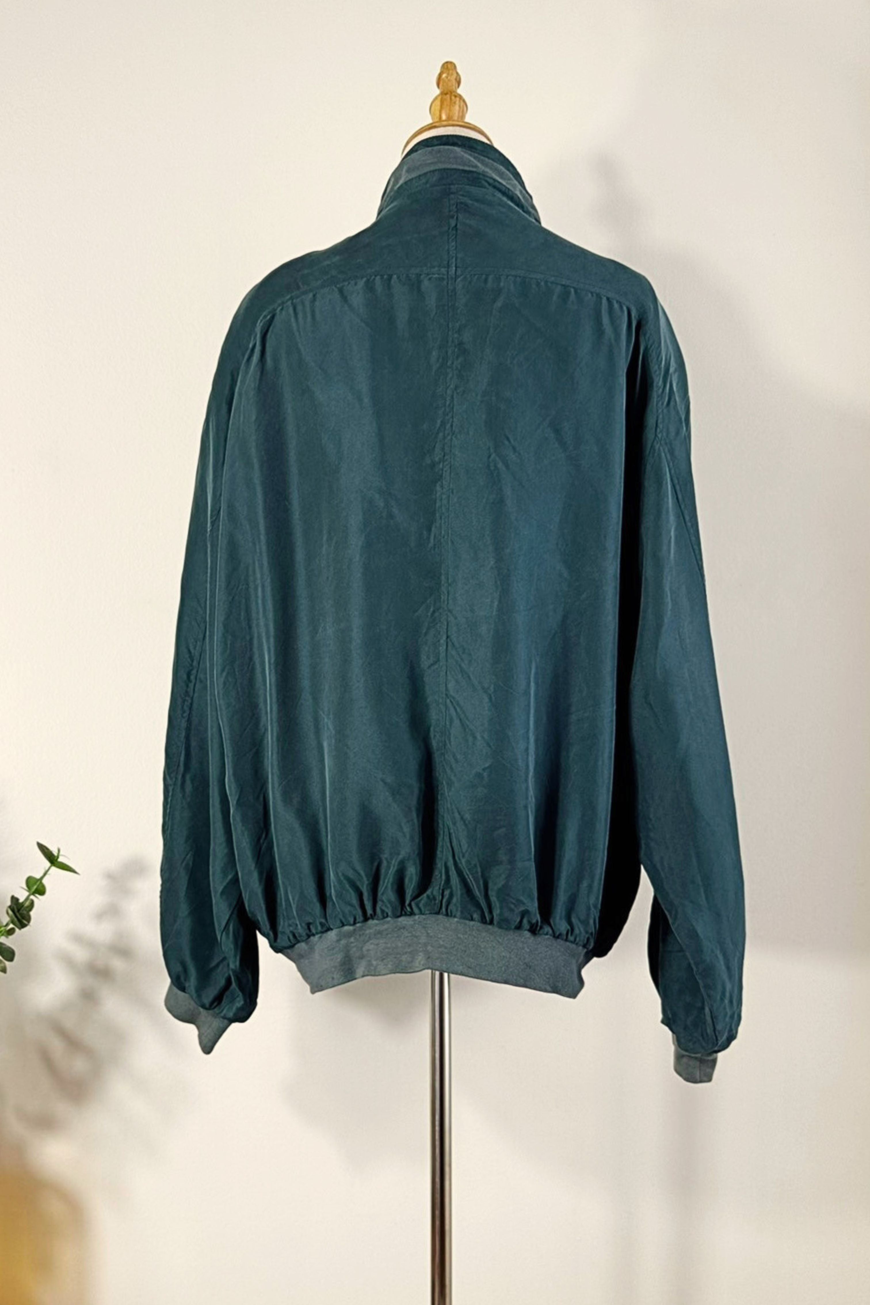 Veste bomber en soie verte