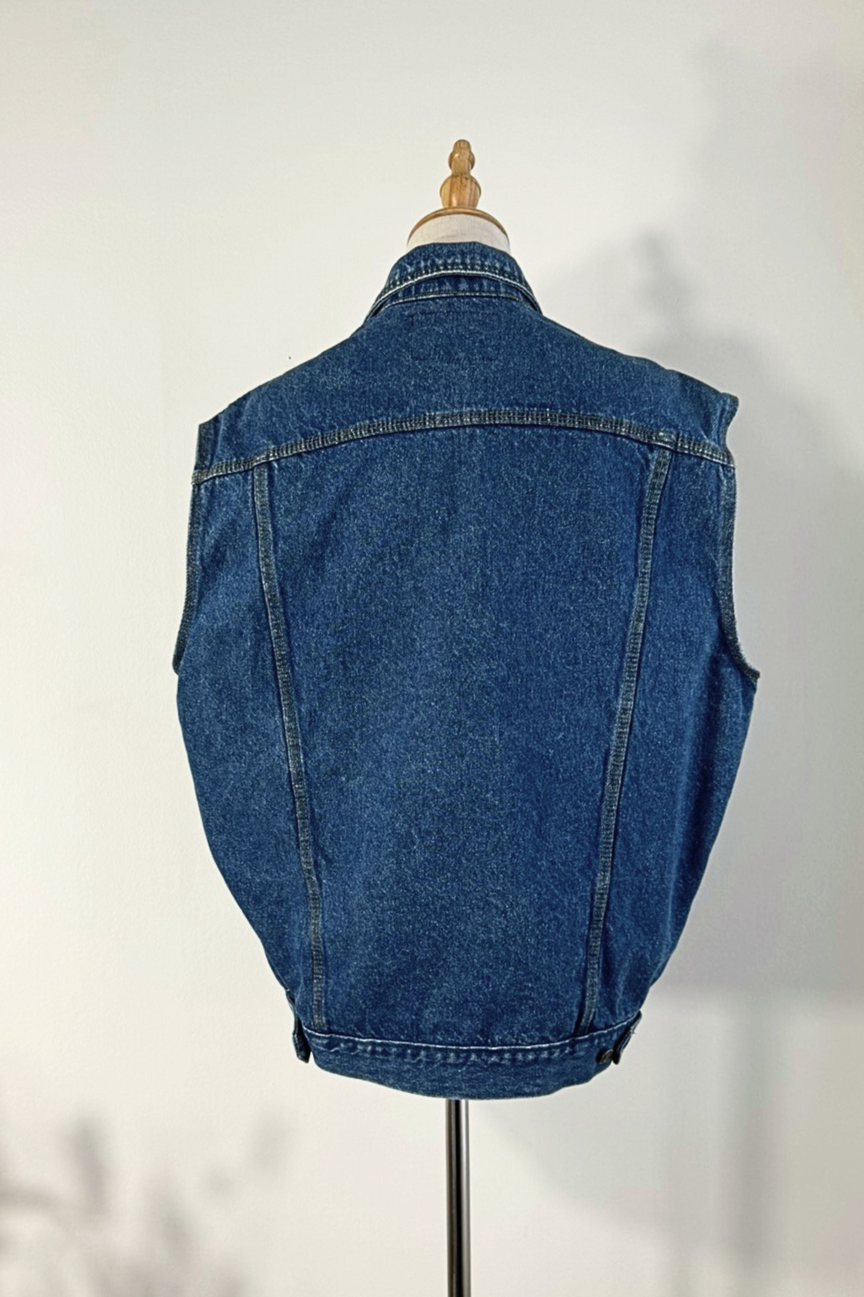 Veste sans manche oversize en jeans bleu brut