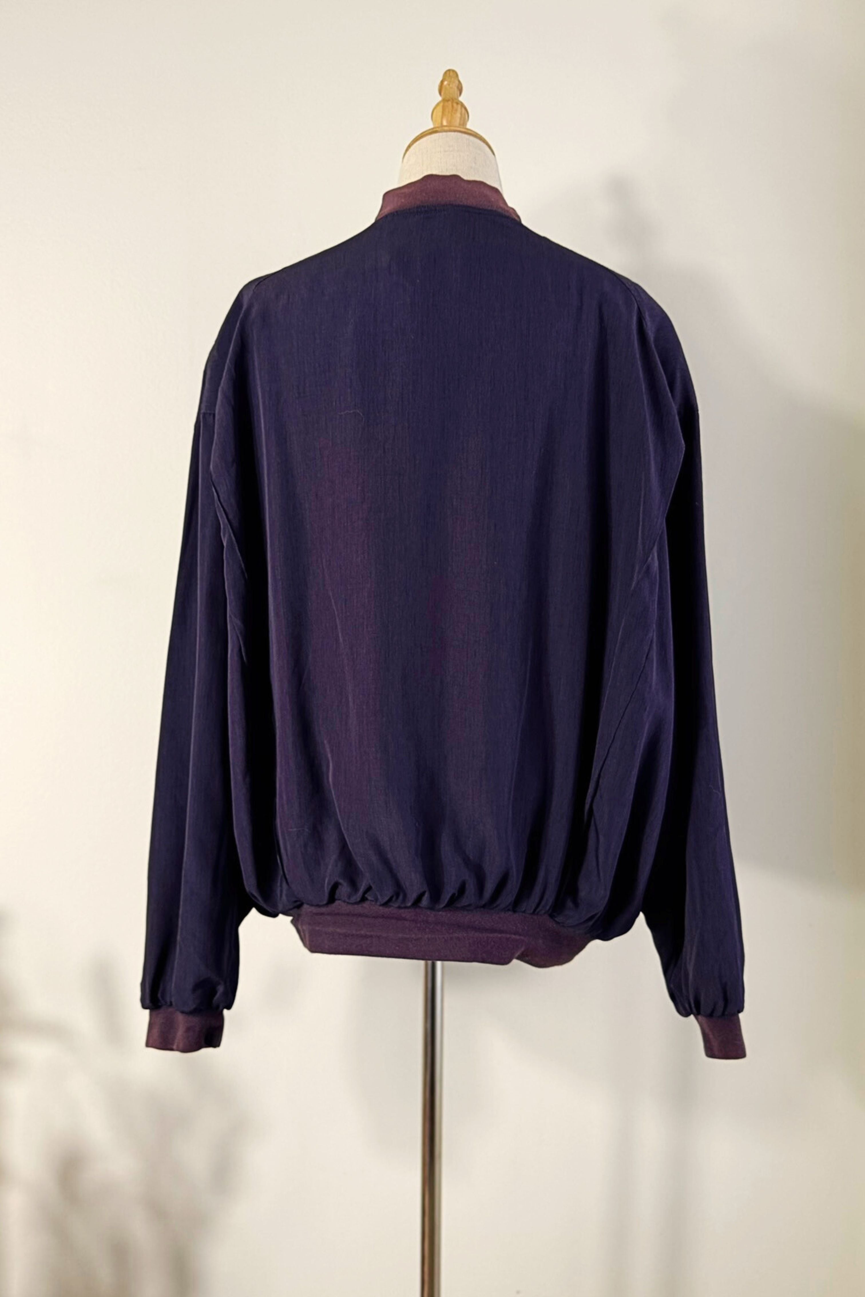 Veste bomber en soie violet foncé