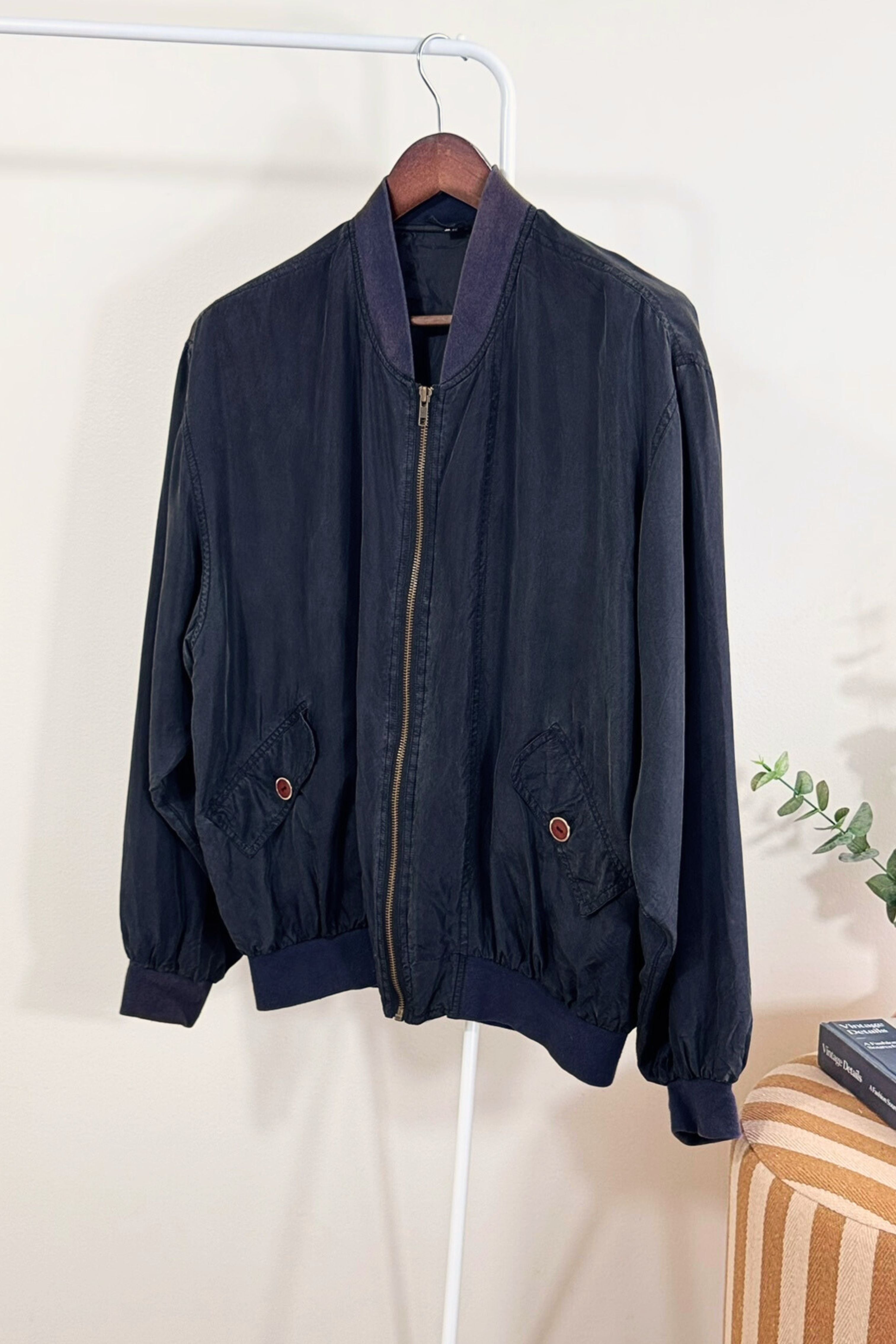 Veste bomber en soie 90s noire