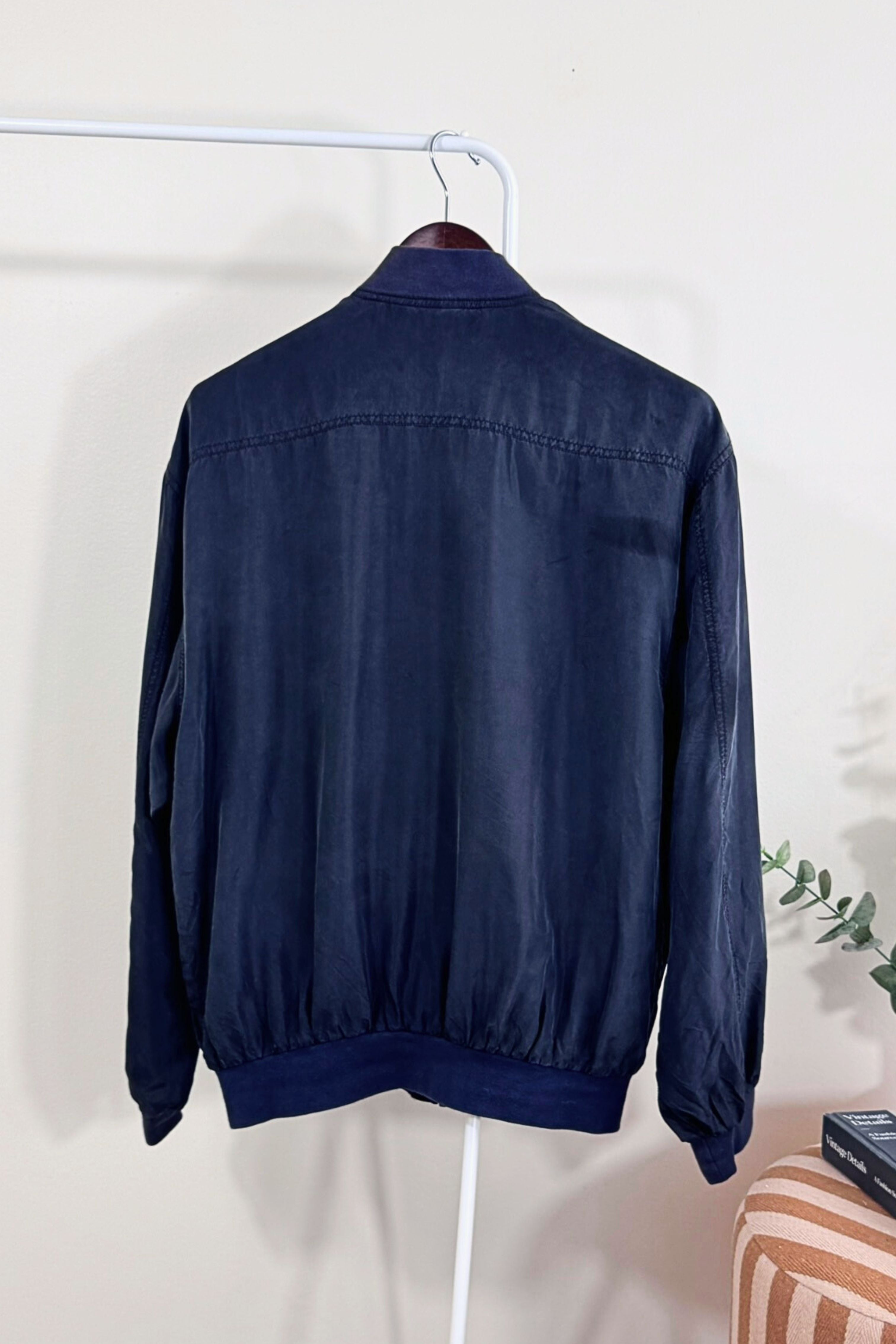 Veste bomber en soie 90s noire
