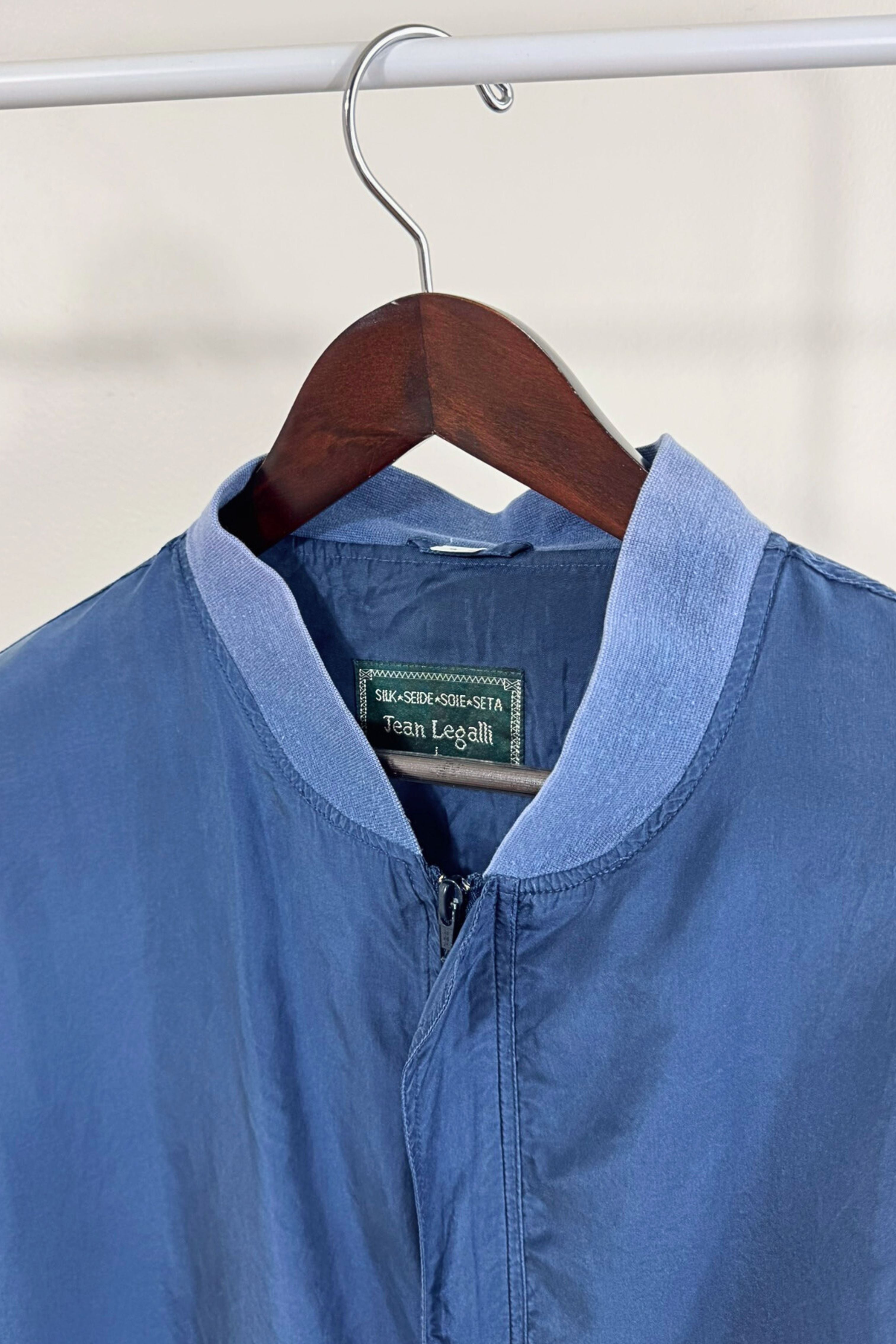 Veste bomber en soie bleu marine
