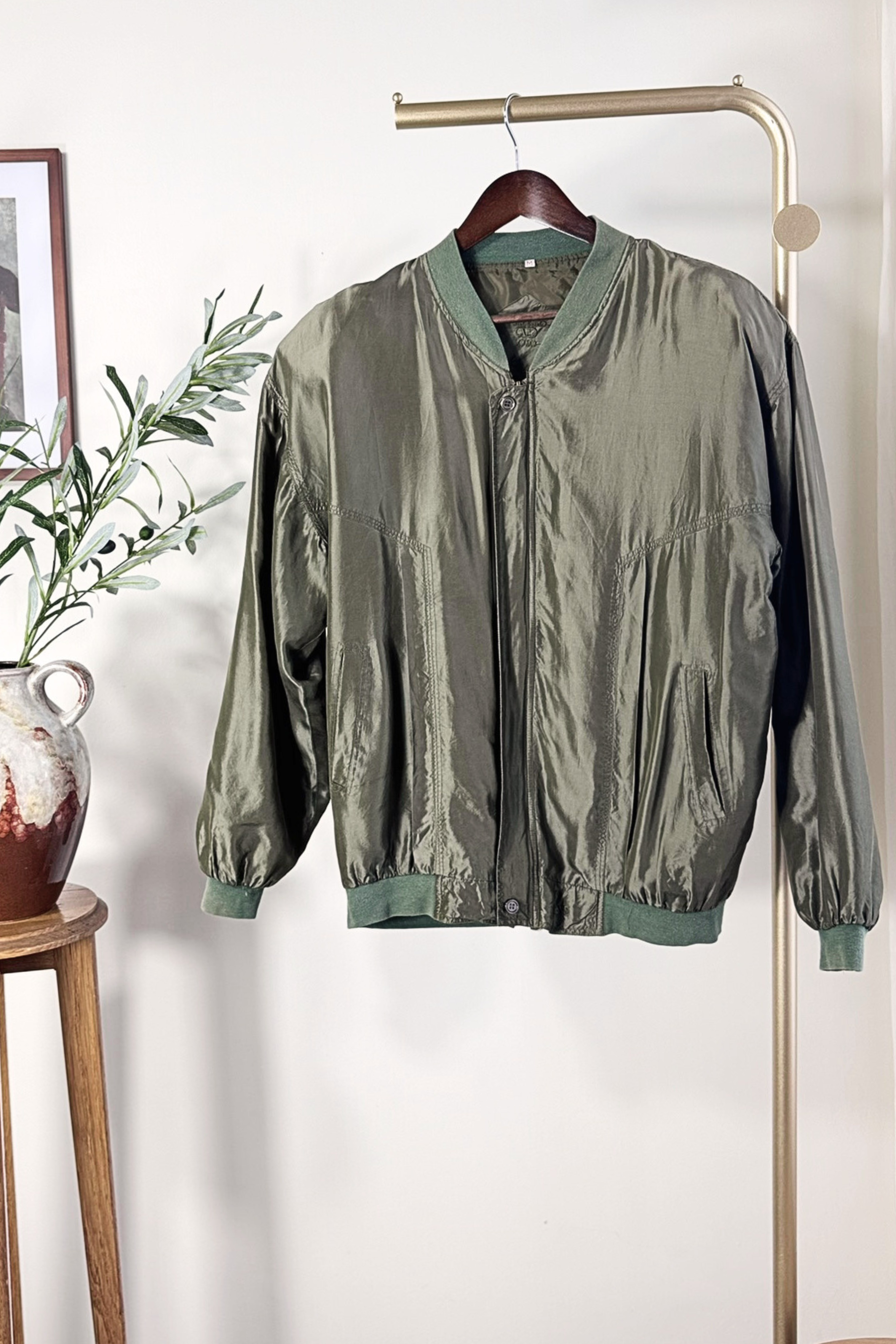 Pink silk bomber jacket