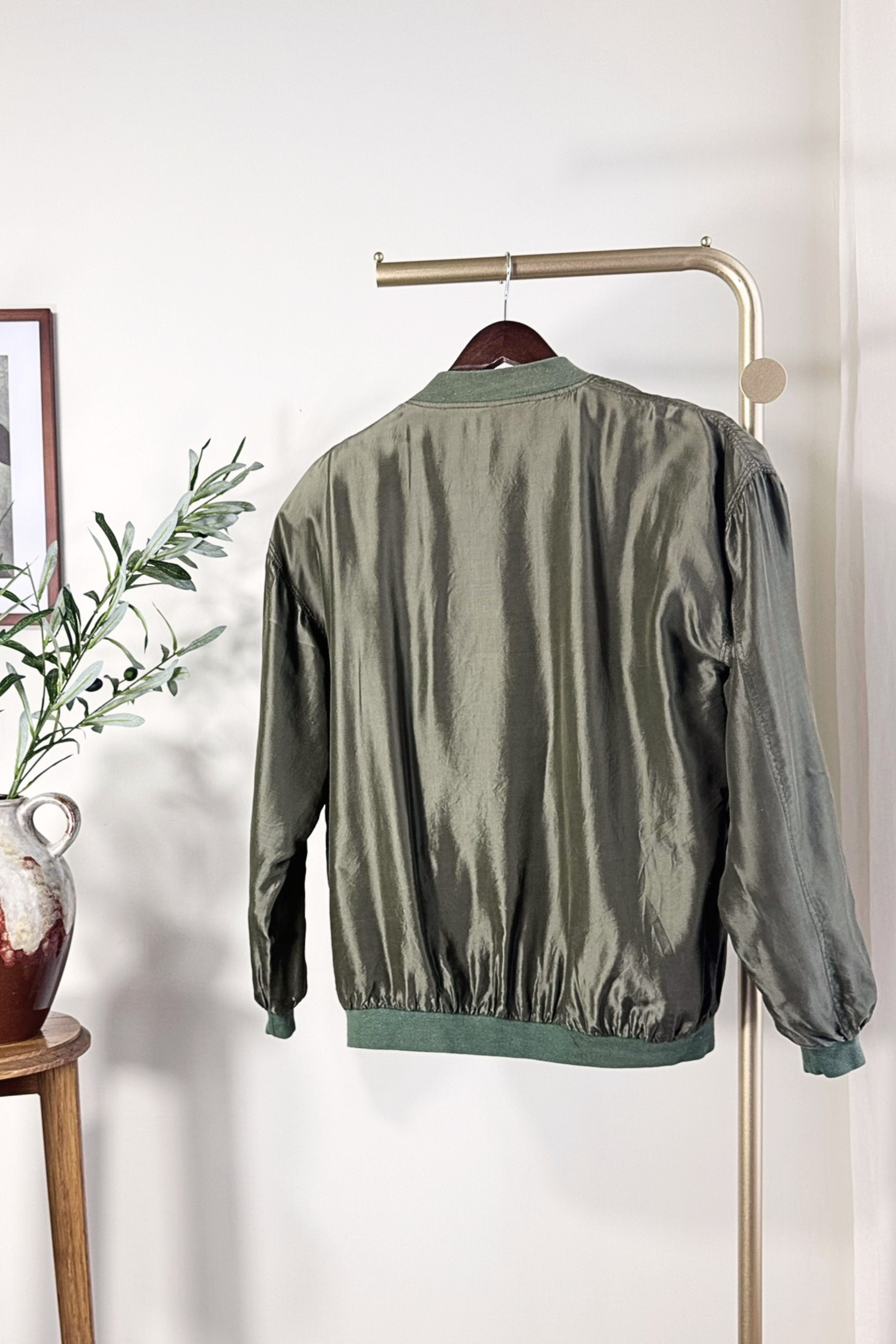 Pink silk bomber jacket