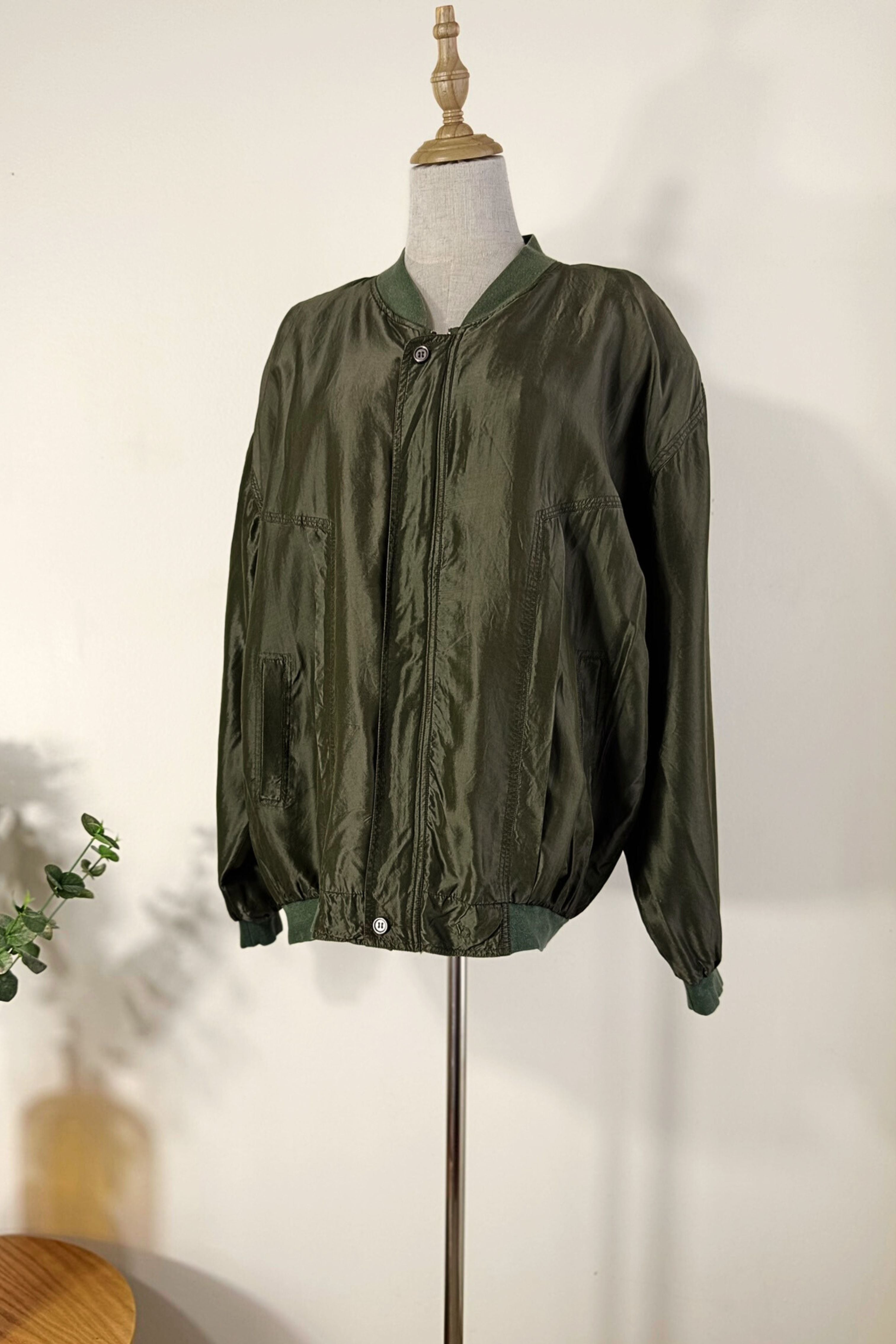 Veste bomber Armani en soie kaki