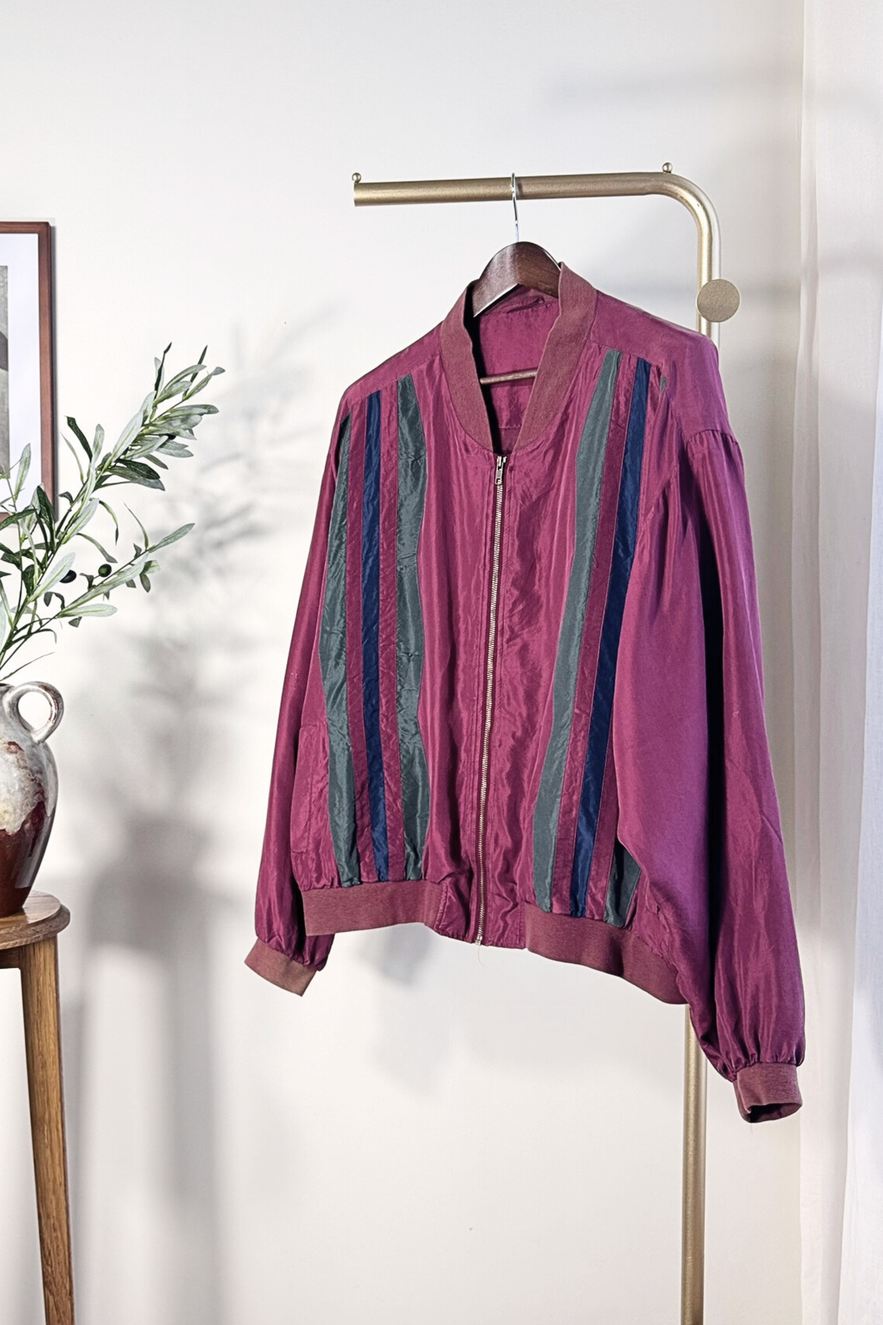 Pink silk bomber jacket