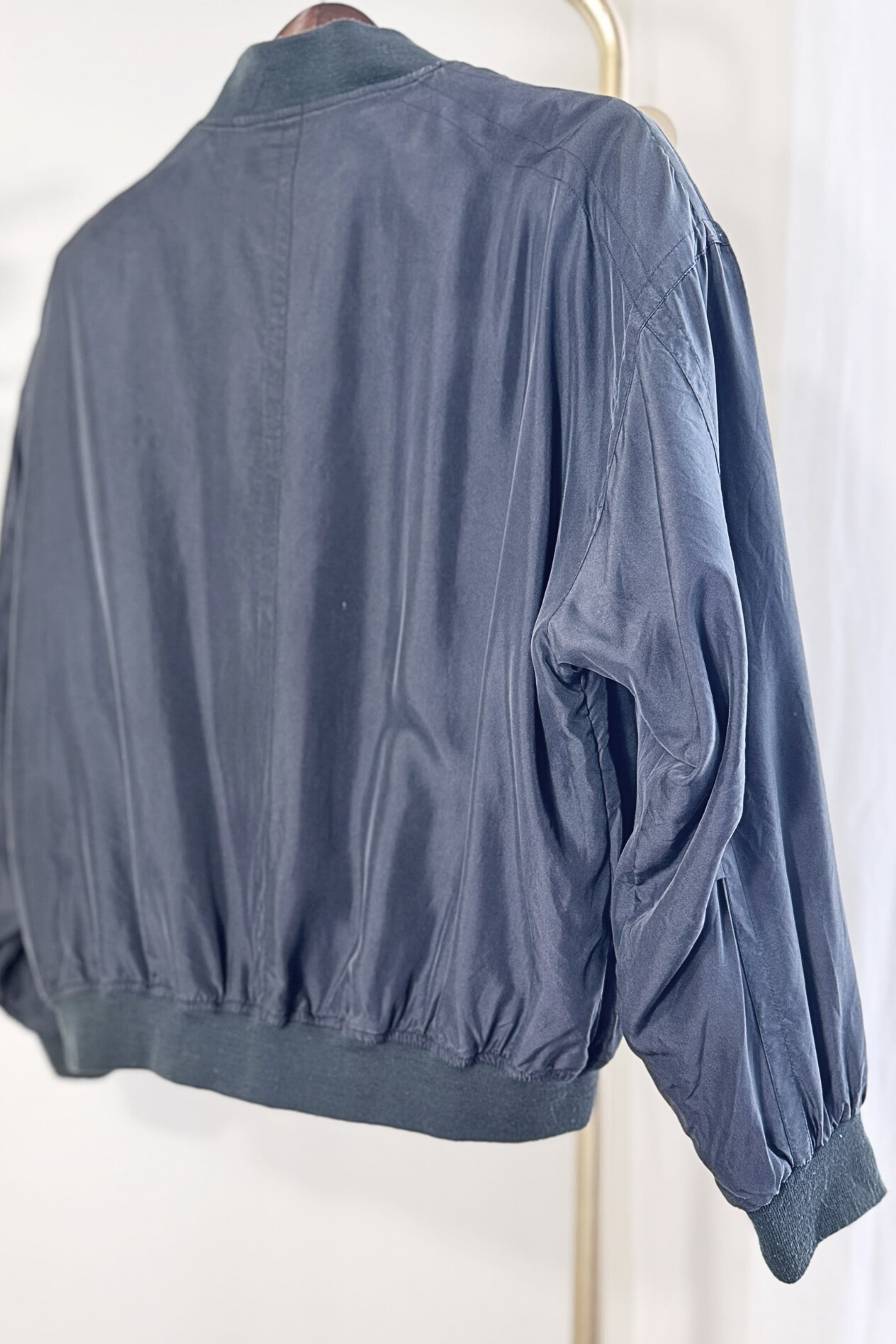 Veste bomber soie oversize 90s noire