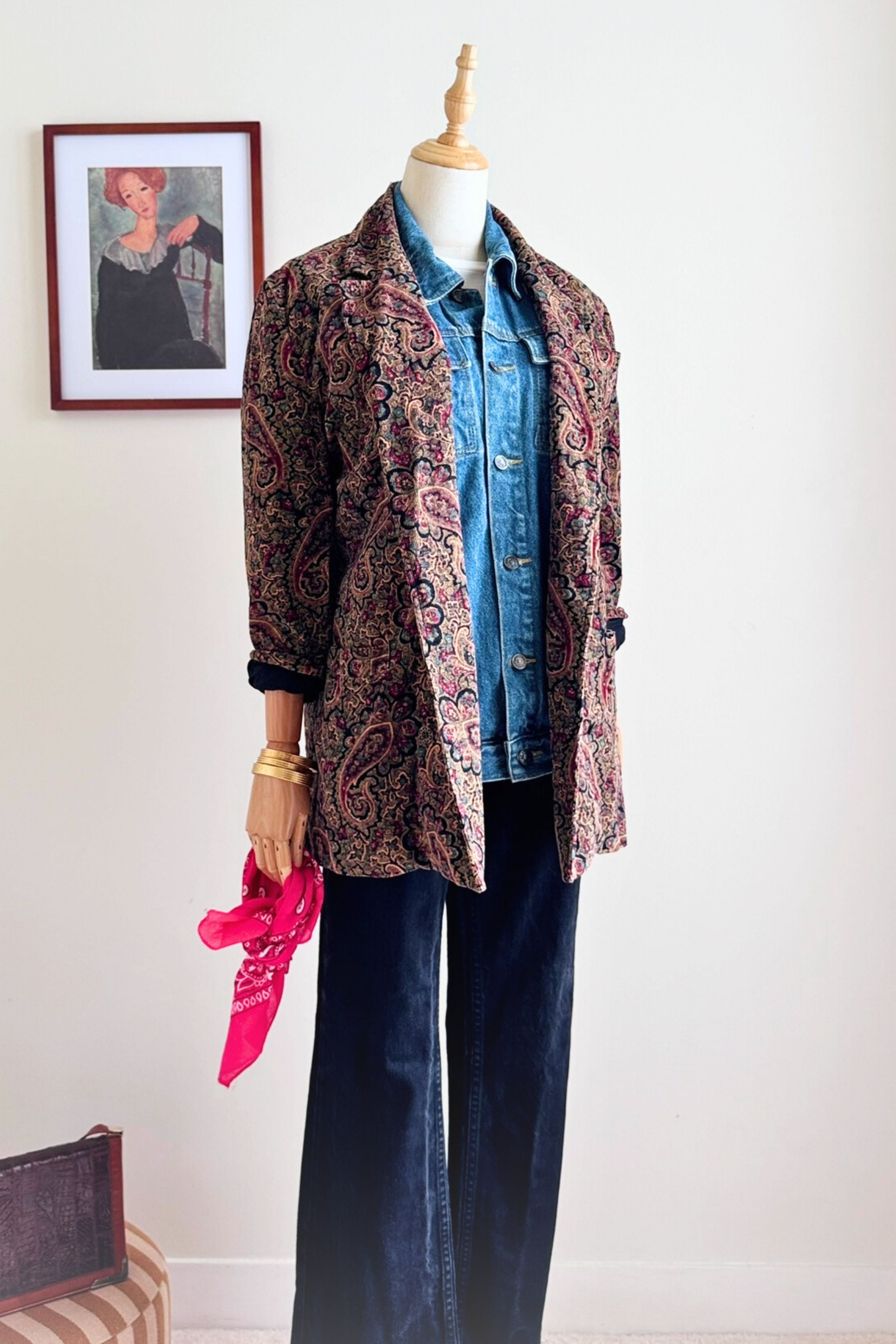 Veste de tailleur velours côtelé paisley