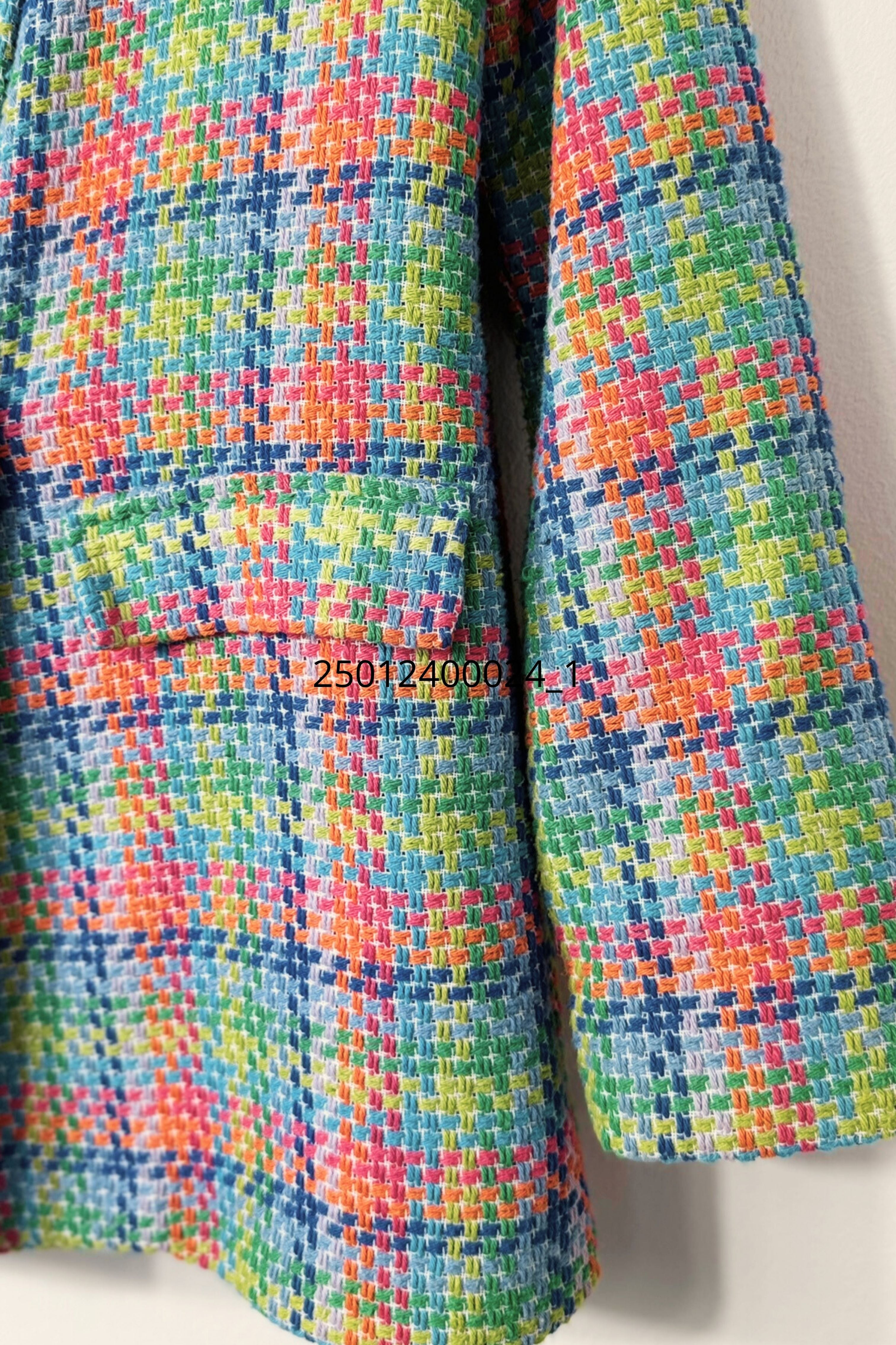 Veste bleue en coton à carreaux colorés